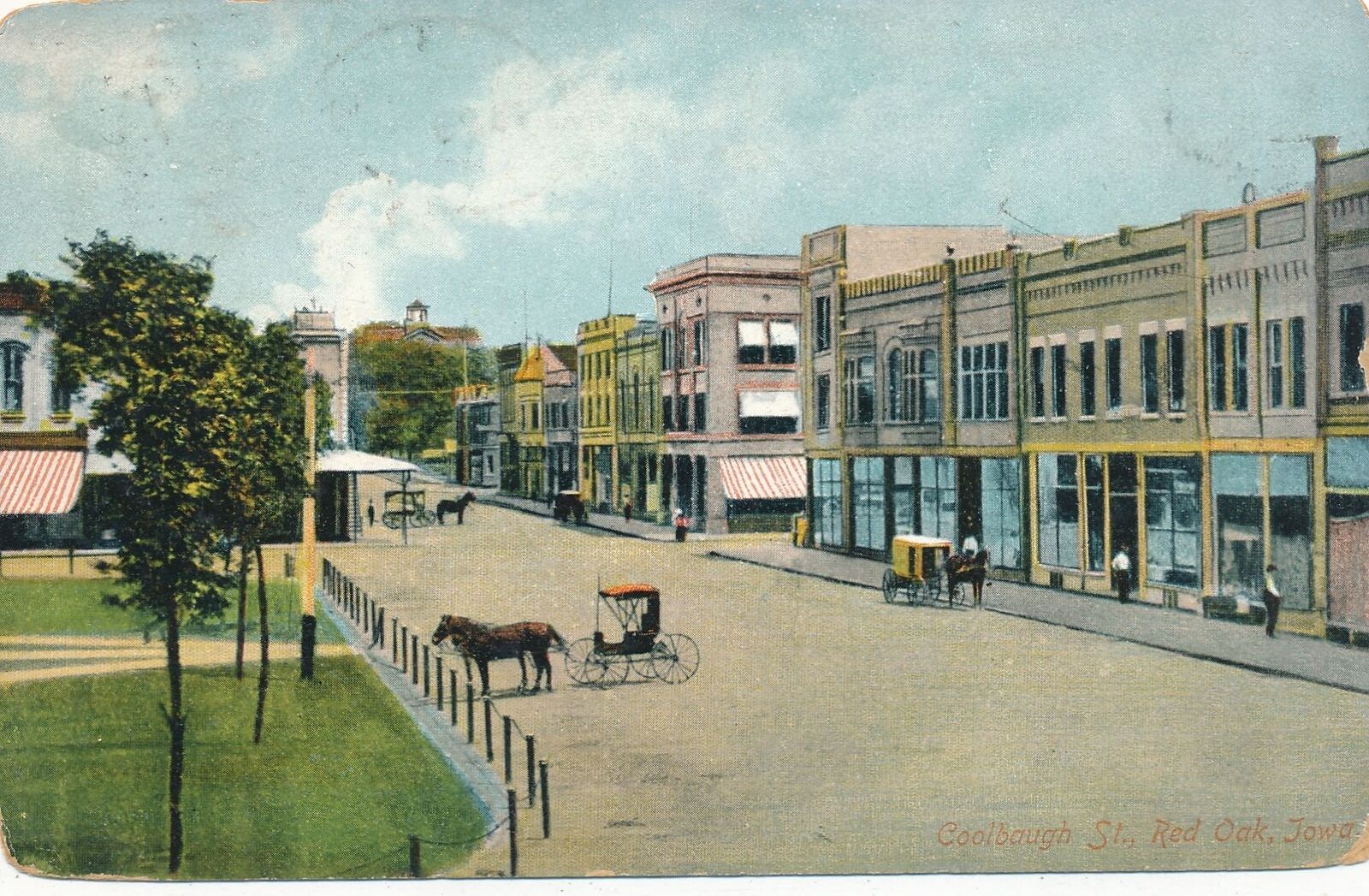 RED OAK IA - Coolbaugh Street Postcard - 1909