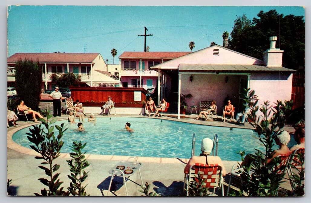 eStampsNet - Colony Motor Inn Pool Side Los Angeles CA Postcard