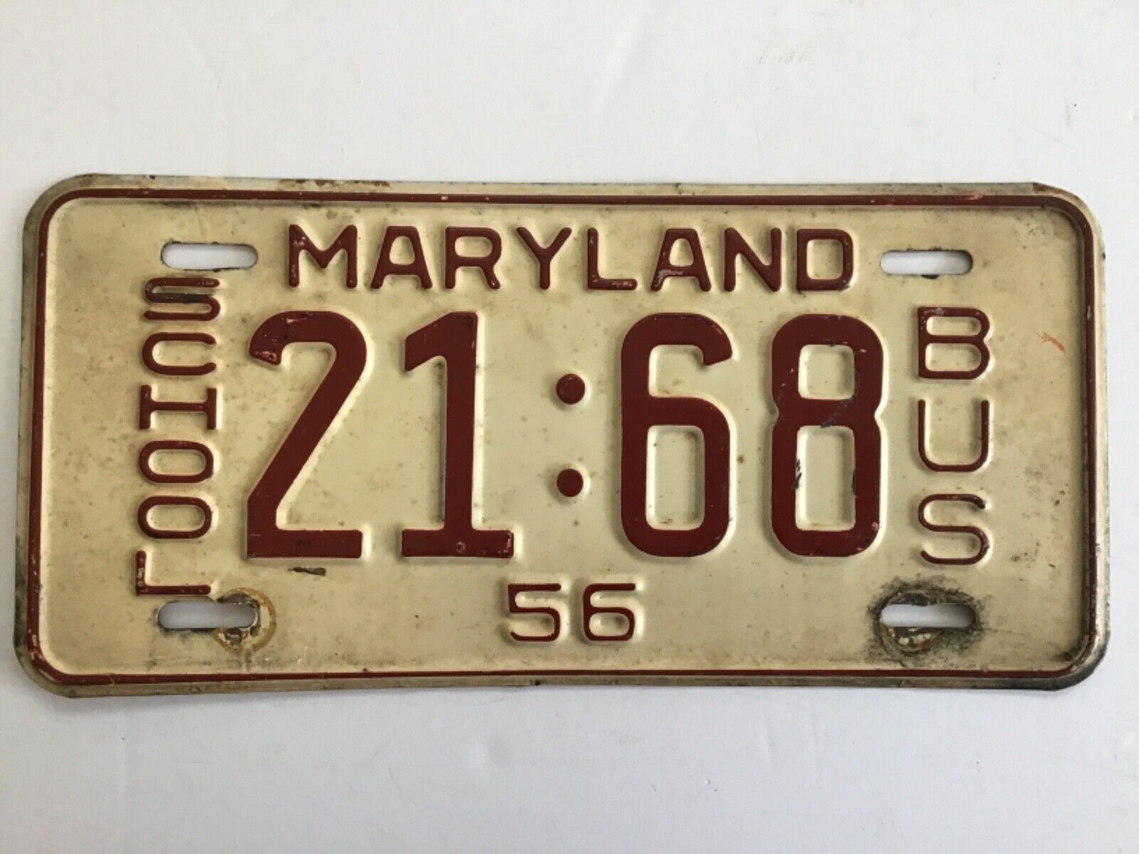 1956 Maryland School Bus License Plate Tag
