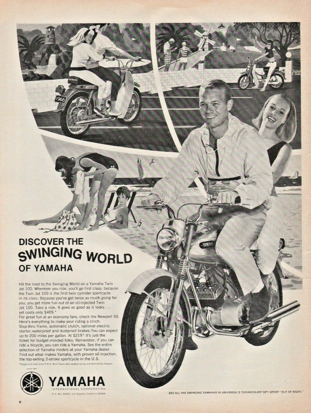 1966 Yamaha Twin Jet 100 & Newport 50 - Vintage Motorcycle Ad