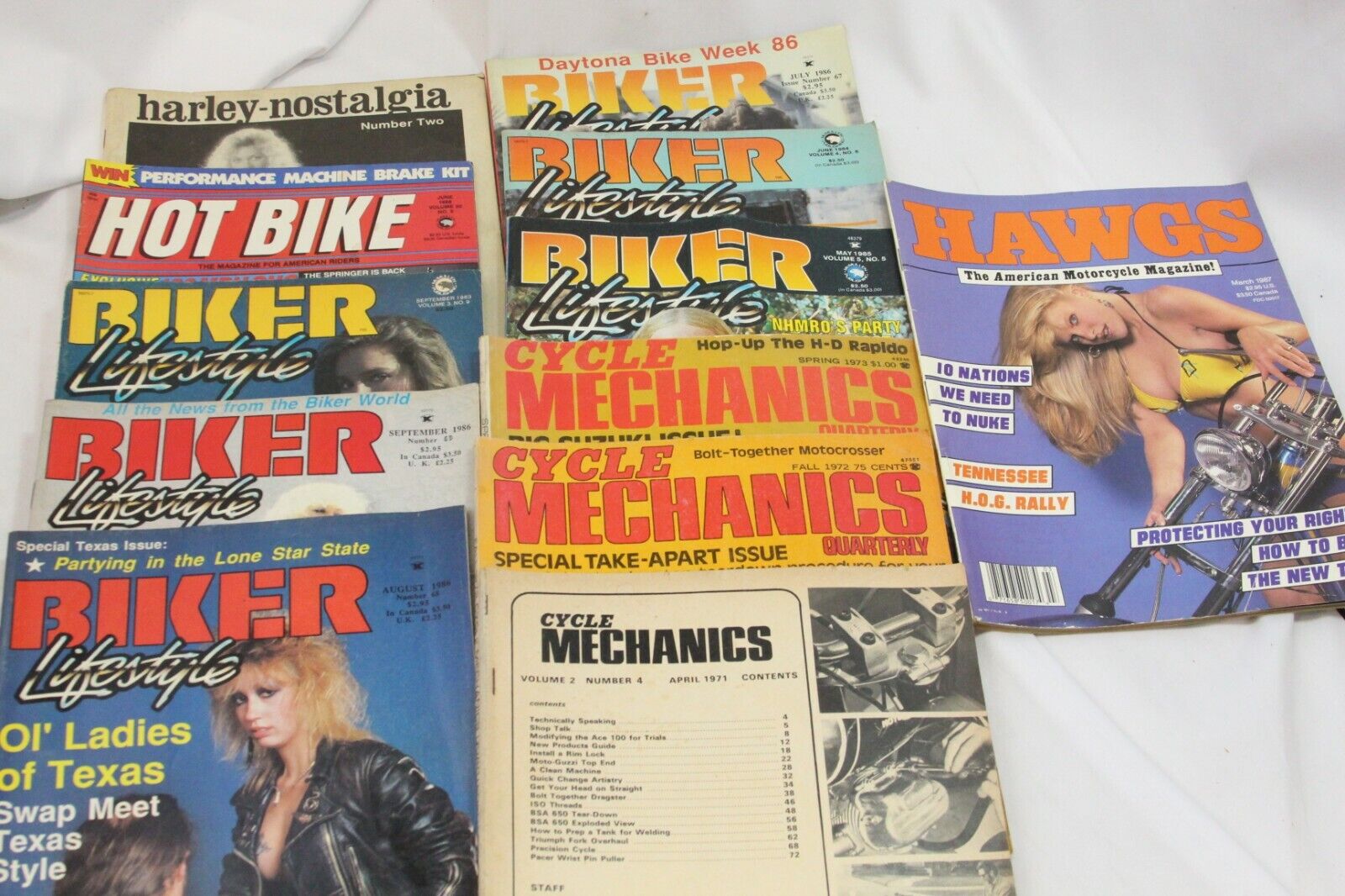 Harley Nostalgia Hot BIke Biker Lifestyle Cycle Mechanics Hawgs 1971 - 1988