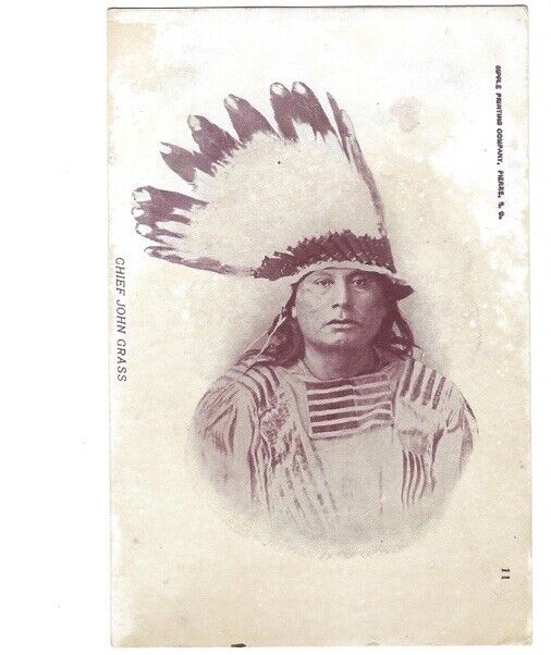 c1905 Chief John Grass Charging Bear Sihasapa Lakota Little Bighorn Postcard