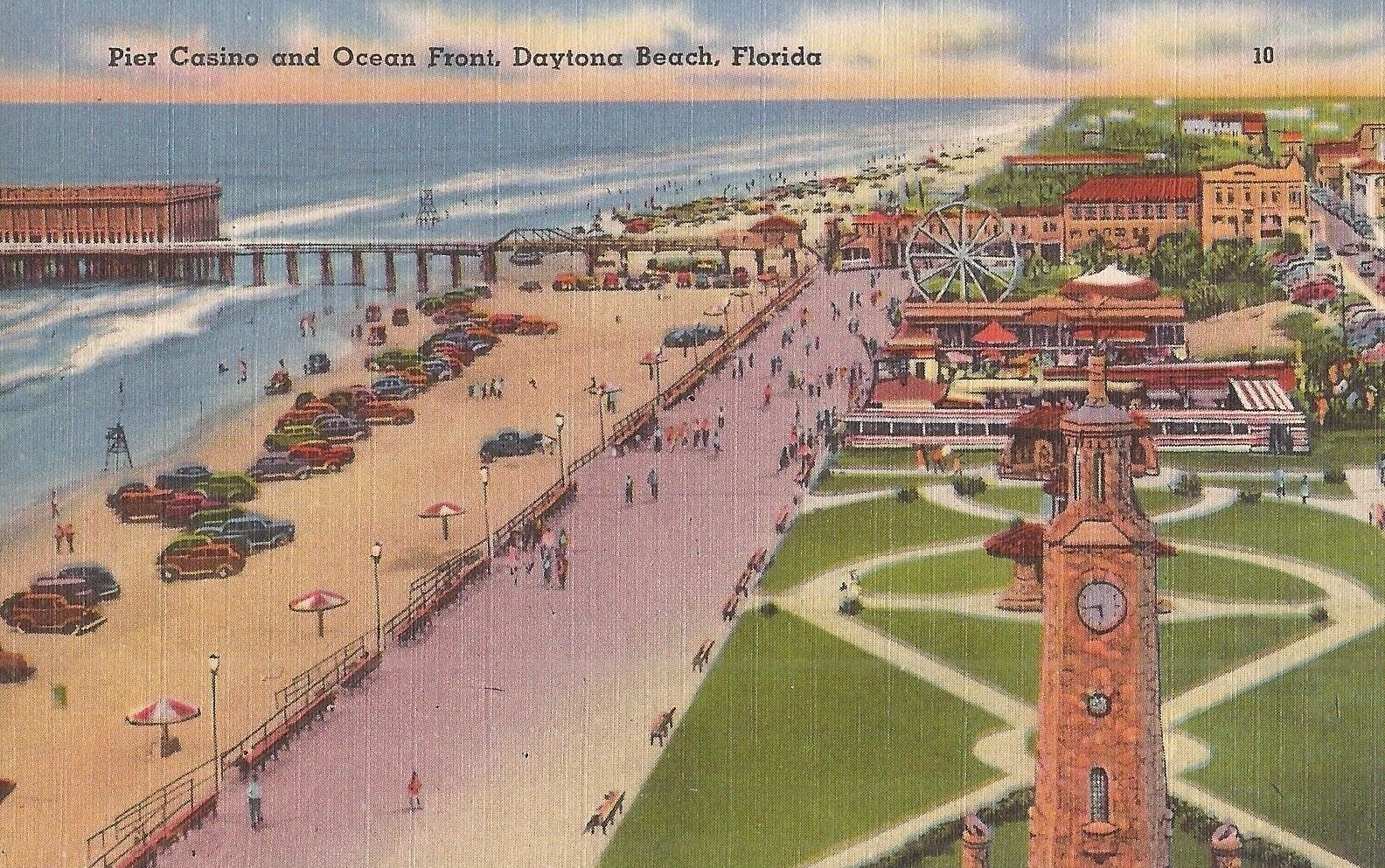 Daytona Beach, FL - Pier Casino & Ocean Front - BIRDSEYE - 1956 - Ferris Wheel
