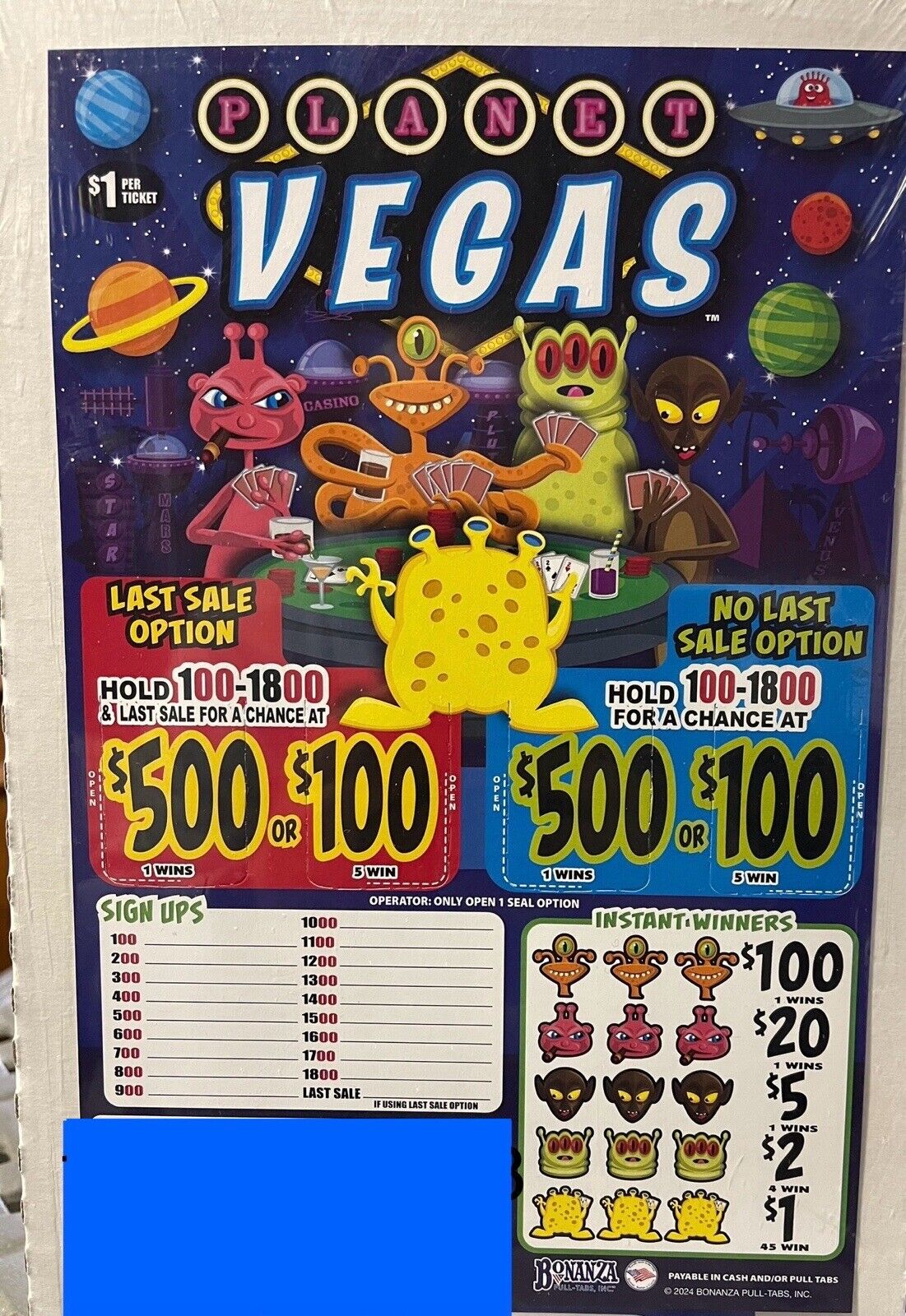 NEW pull Tickets Planet Vegas Tabs - Seal