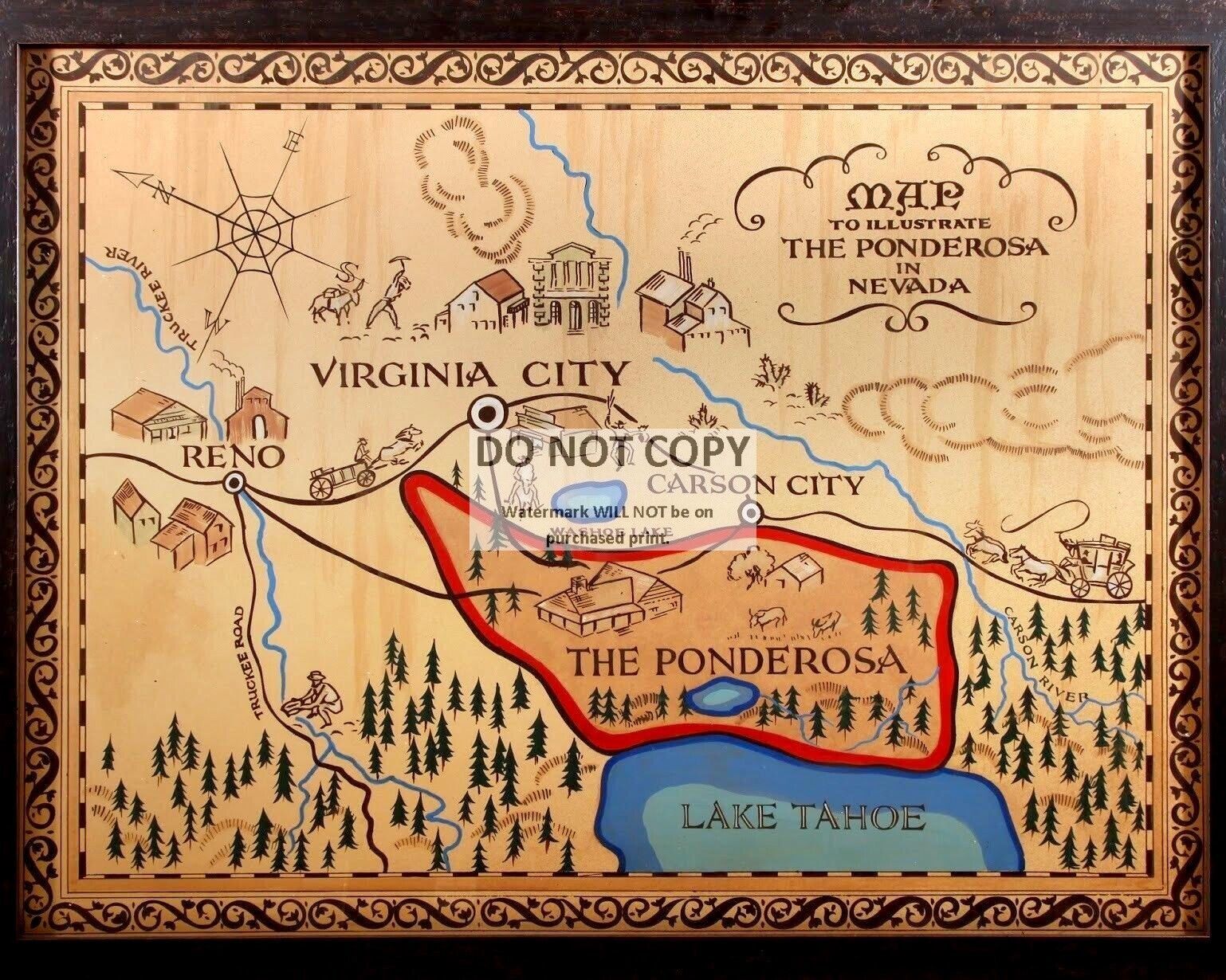 MAP OF THE PONDEROSA FROM THE TV SERIES \