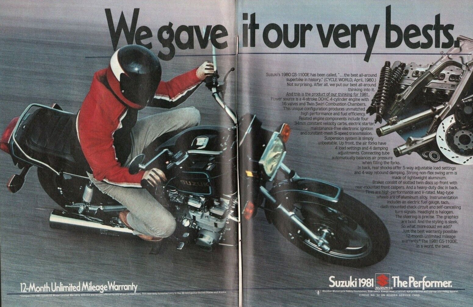 1981 Suzuki GS-1100E - 2-Page Vintage Motorcycle Ad