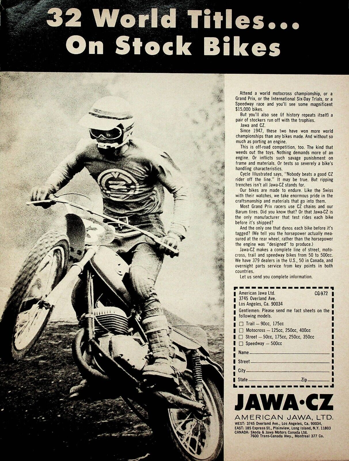 1972 Jawa CZ Motocross - Vintage Motorcycle Ad