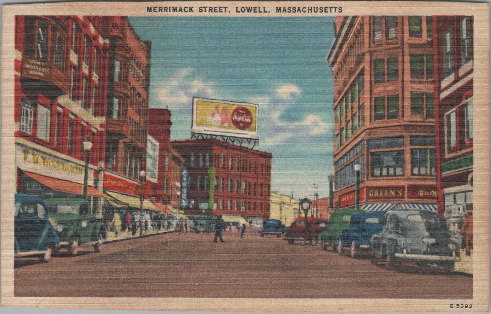Postcard Merrimack Street Lowell MA 