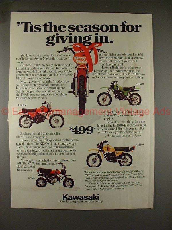 1979 Kawasaki Motor Bike Ad, KD80M KV75 KDX80 KM100