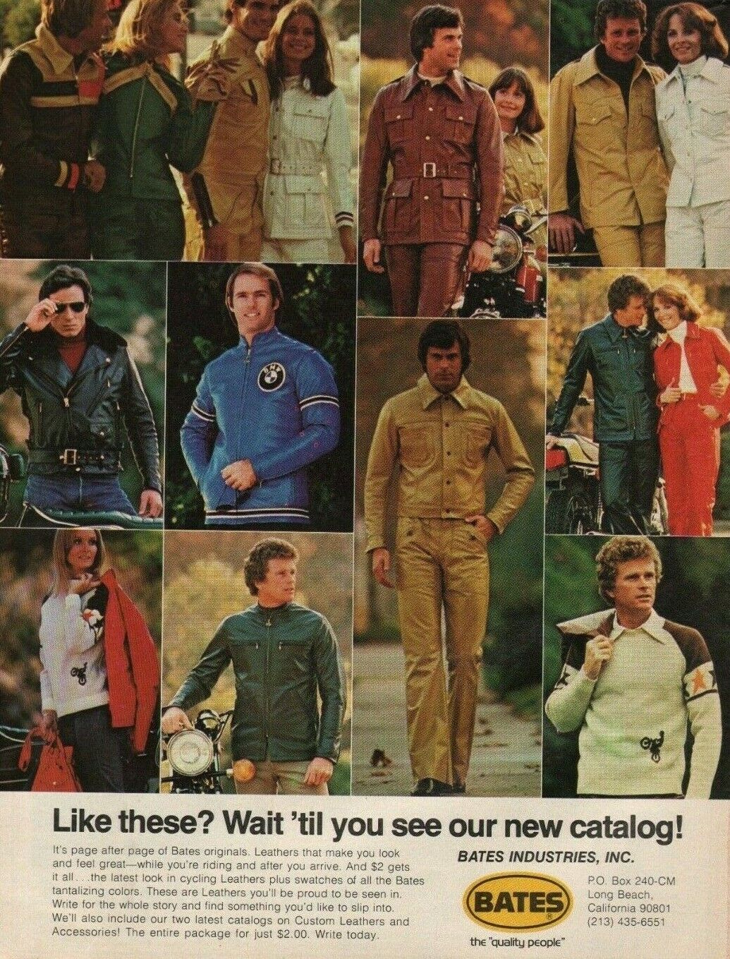 1977 Bates Leathers / Motorcycle Clothing - Vintage Ad