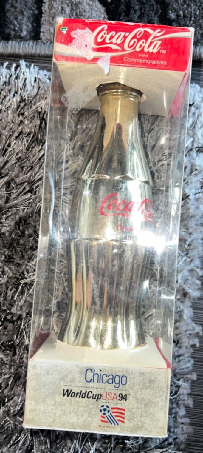 1994 Coca-Cola World Cup USA Gold Commemorative Bottle 7.5 inches tall - Soccer