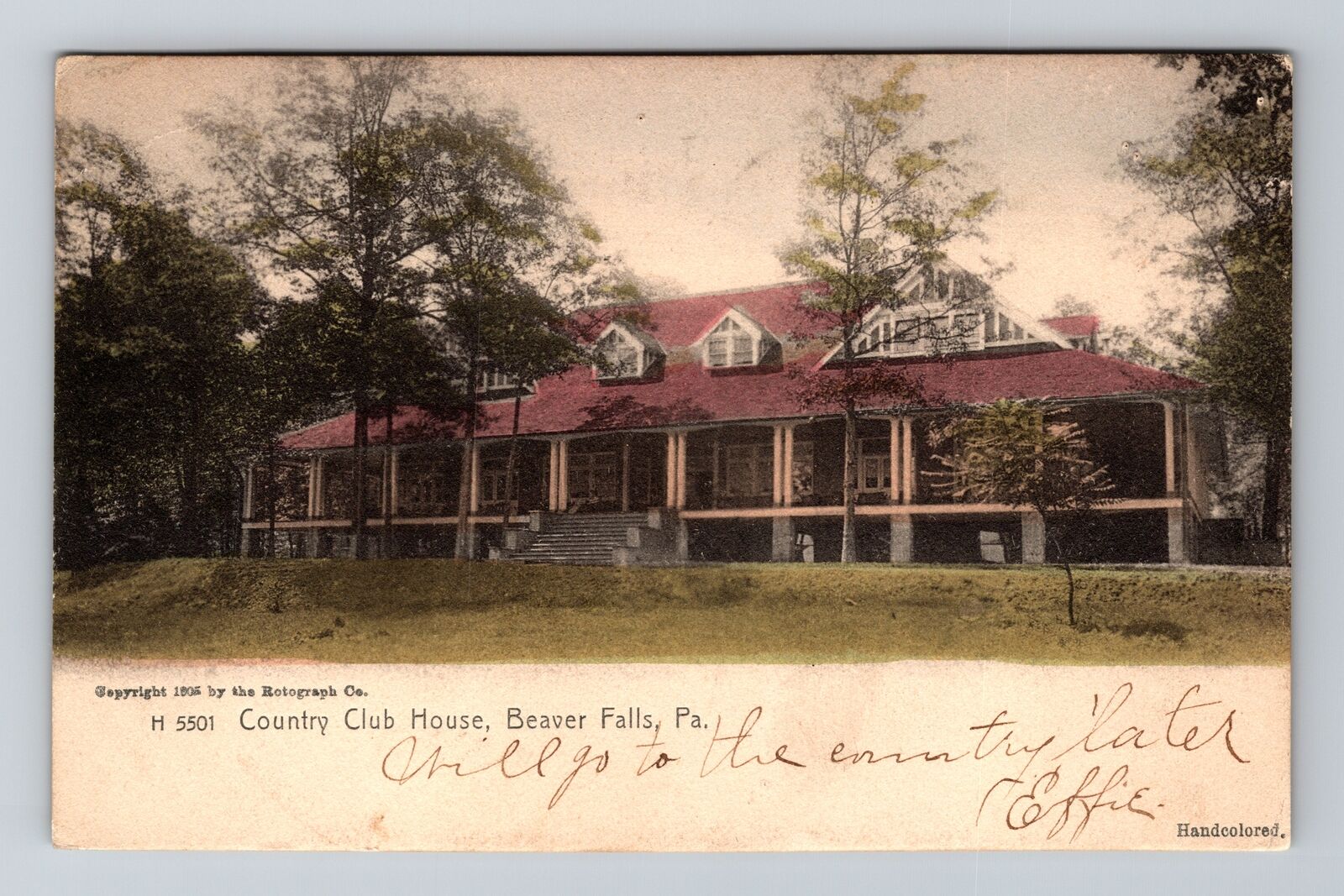 Beaver Falls PA-Pennsylvania, Country Club House, Vintage c1907 Postcard