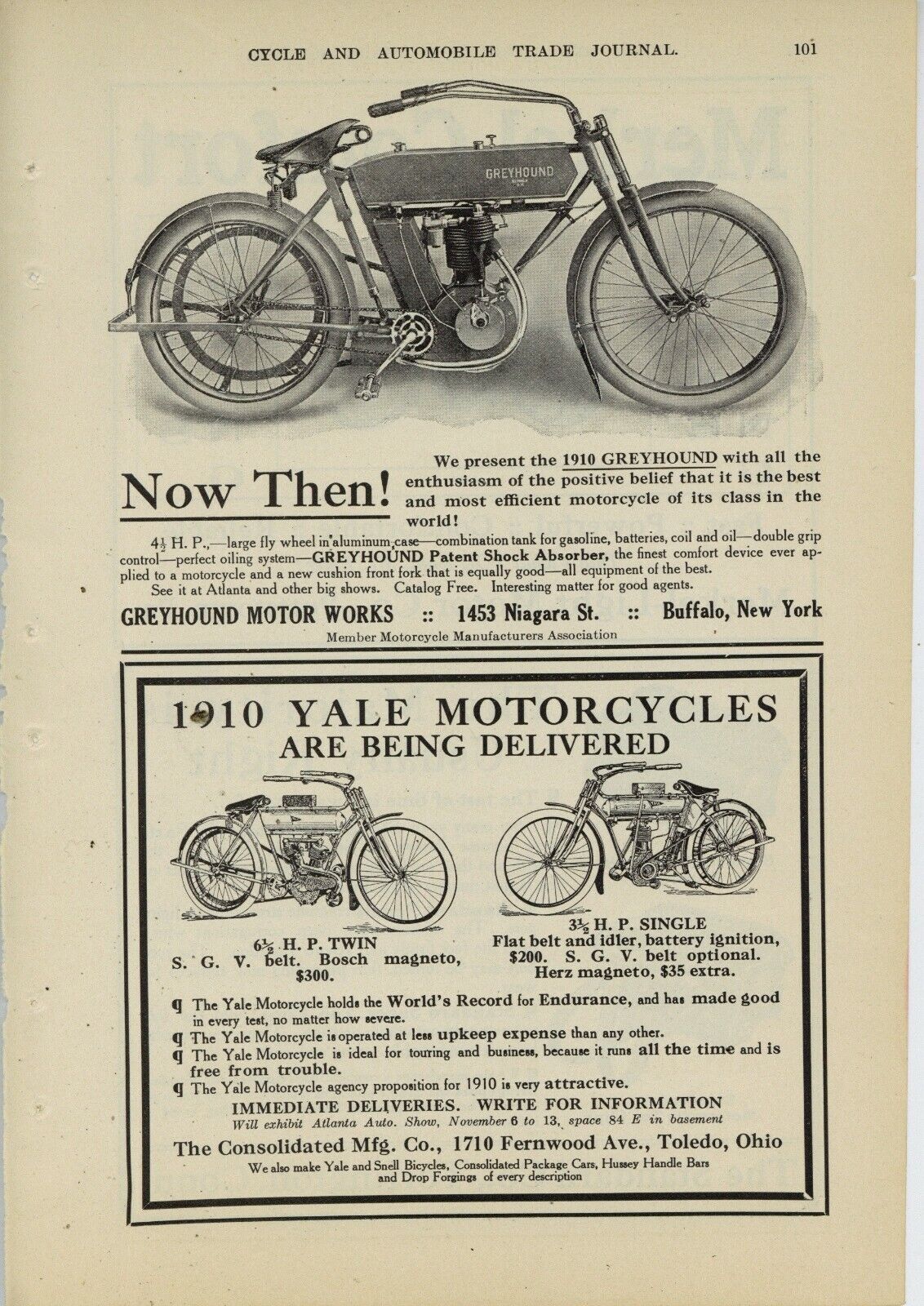 1910 Merkel Light Motor Ad: Merkel Motorcycles  Pottstown, PA - REV is Greyhound
