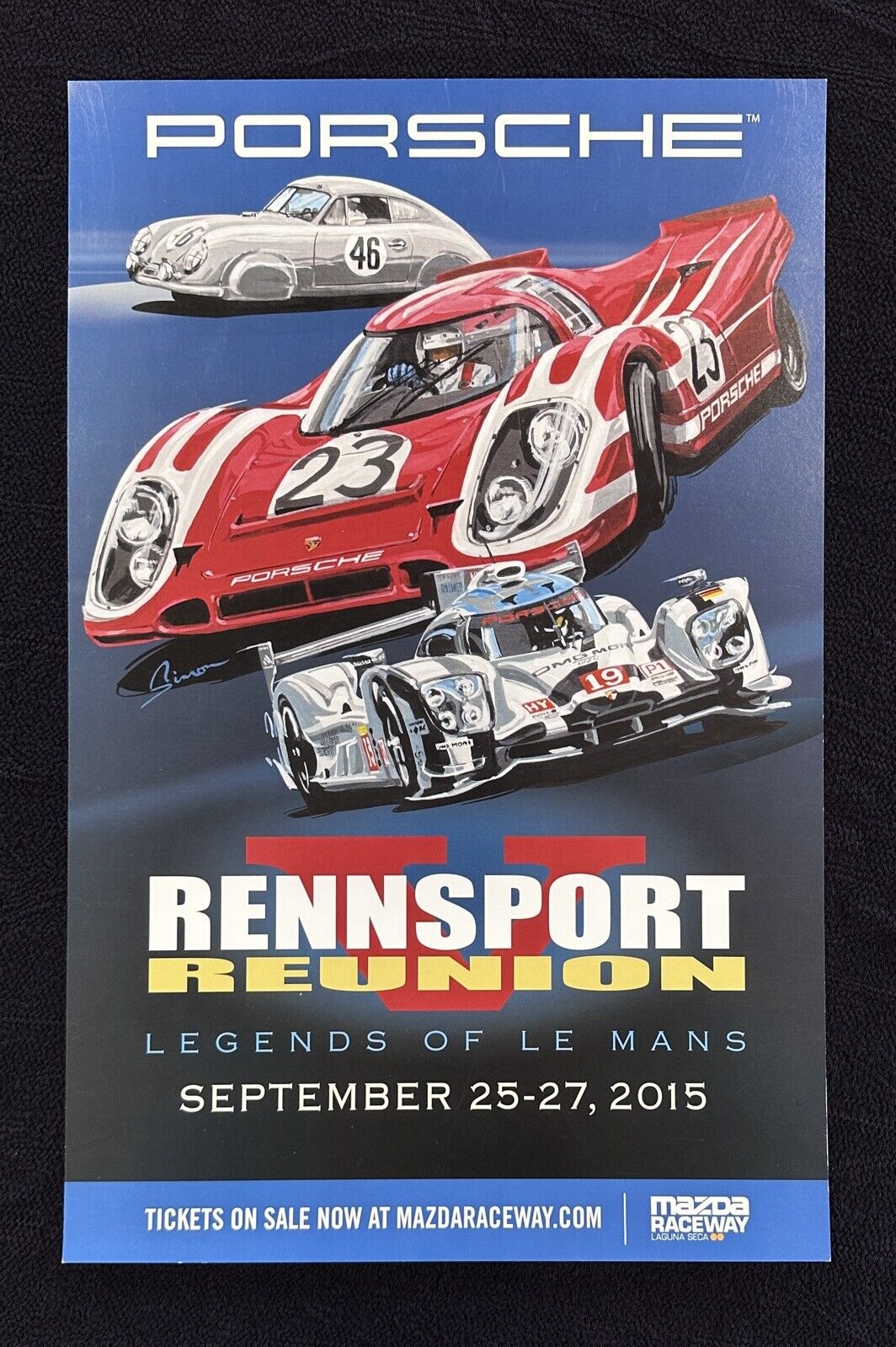 2015 PORSCHE RENNSPORT REUNION V Le Mans 356 917 DENNIS SIMON 11x17 Poster