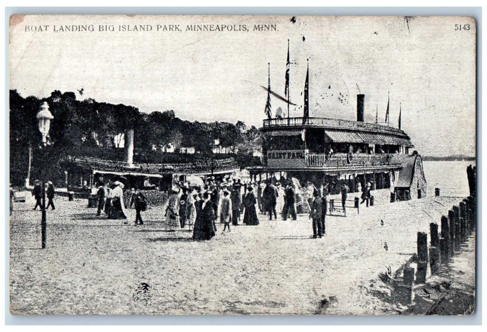 Minneapolis Minneapolis MN Postcard Boat Landing Big Island Park c1910\'s Antique