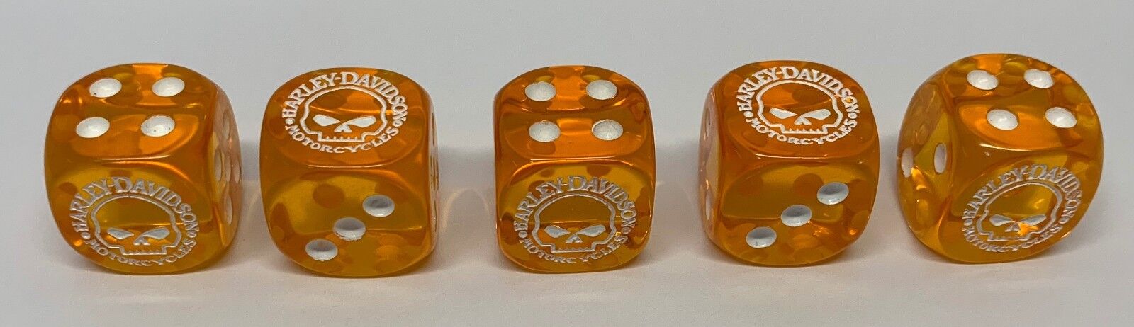 Harley-Davidson® Willie-G Skull Clear Orange Set of 5 Dice Game Die (0.7\