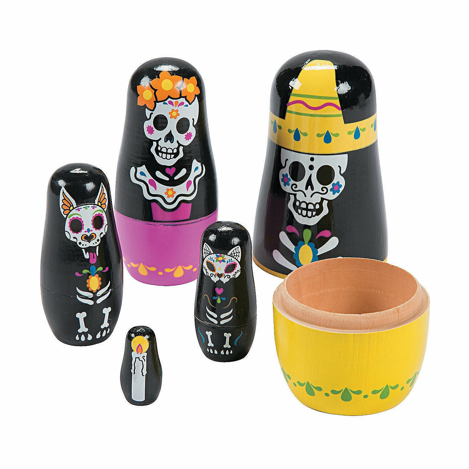 Day Of The Dead Nesting Characters, Toys, 5 Pieces