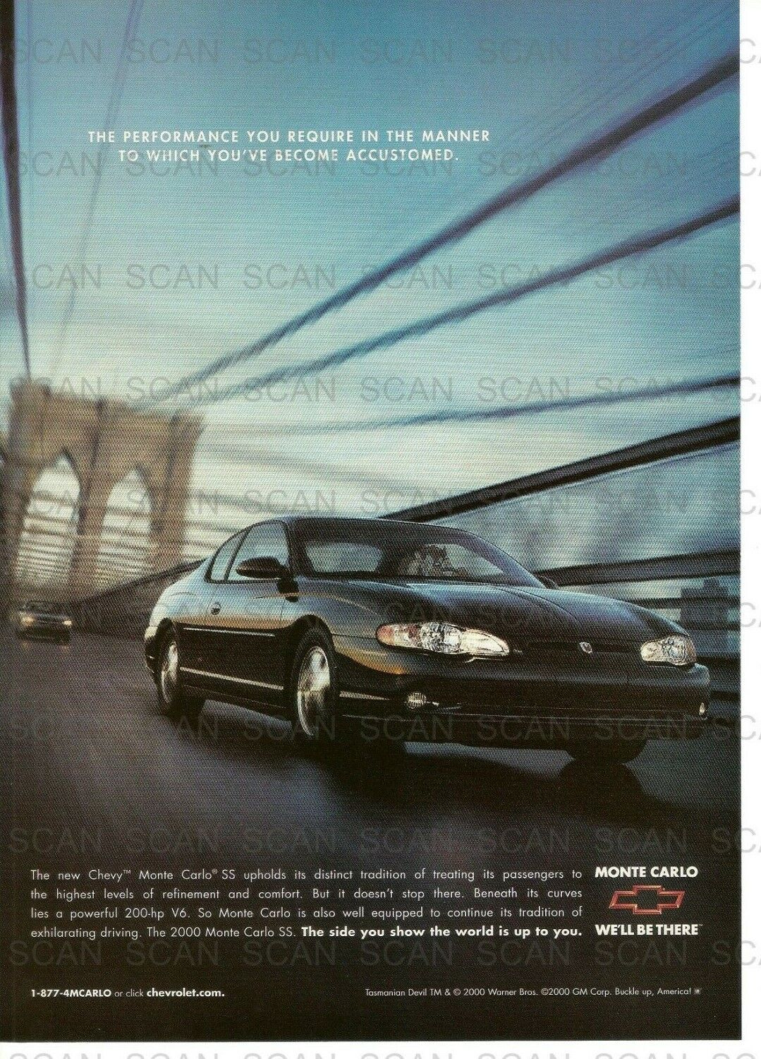 2000 Chevrolet Monte Carlo SS Vintage Magazine Ad    