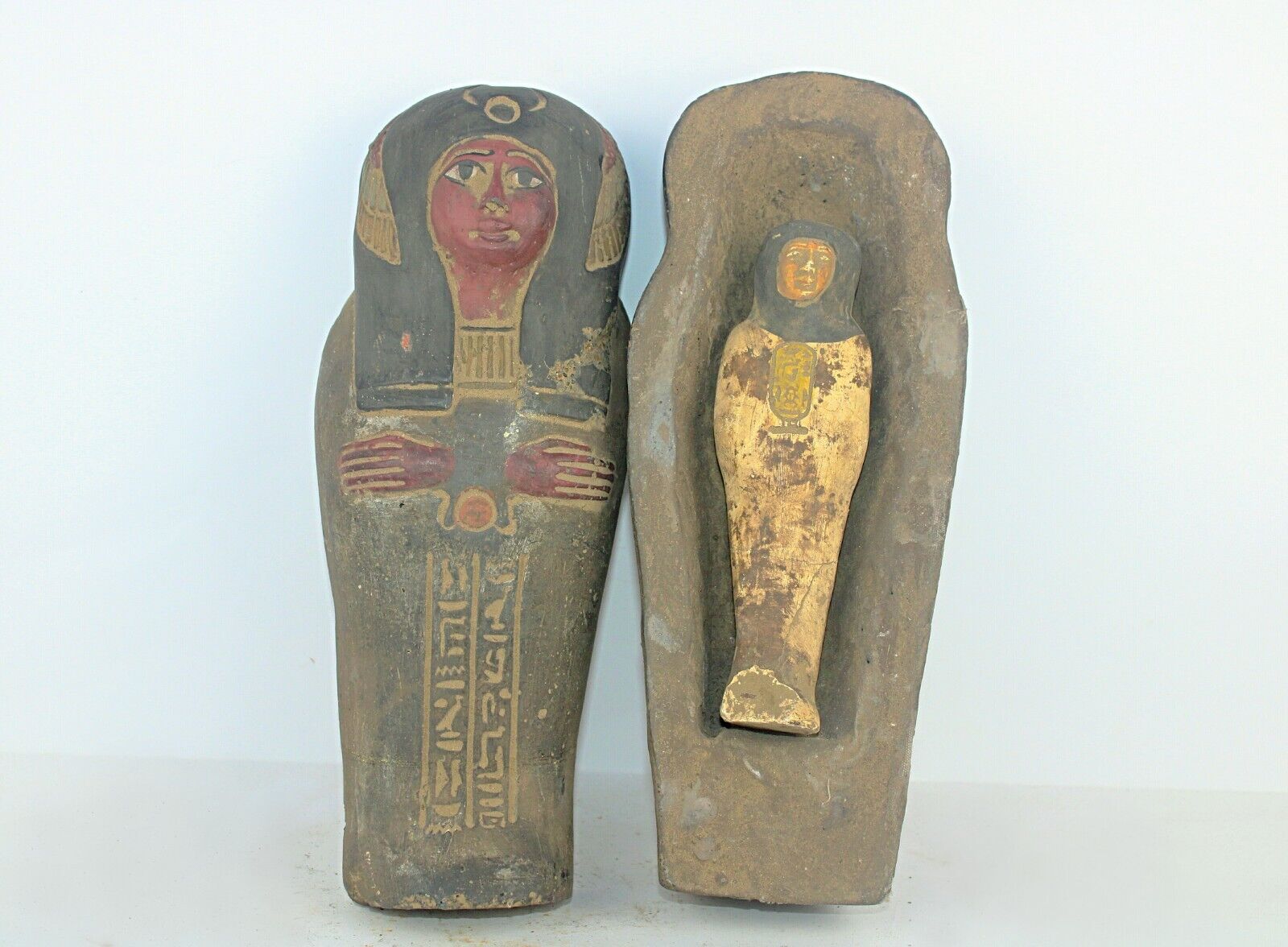 Rare Unique Antique Pharaonic Sarcophagus Ancient king Funerary Ushabti Coffin