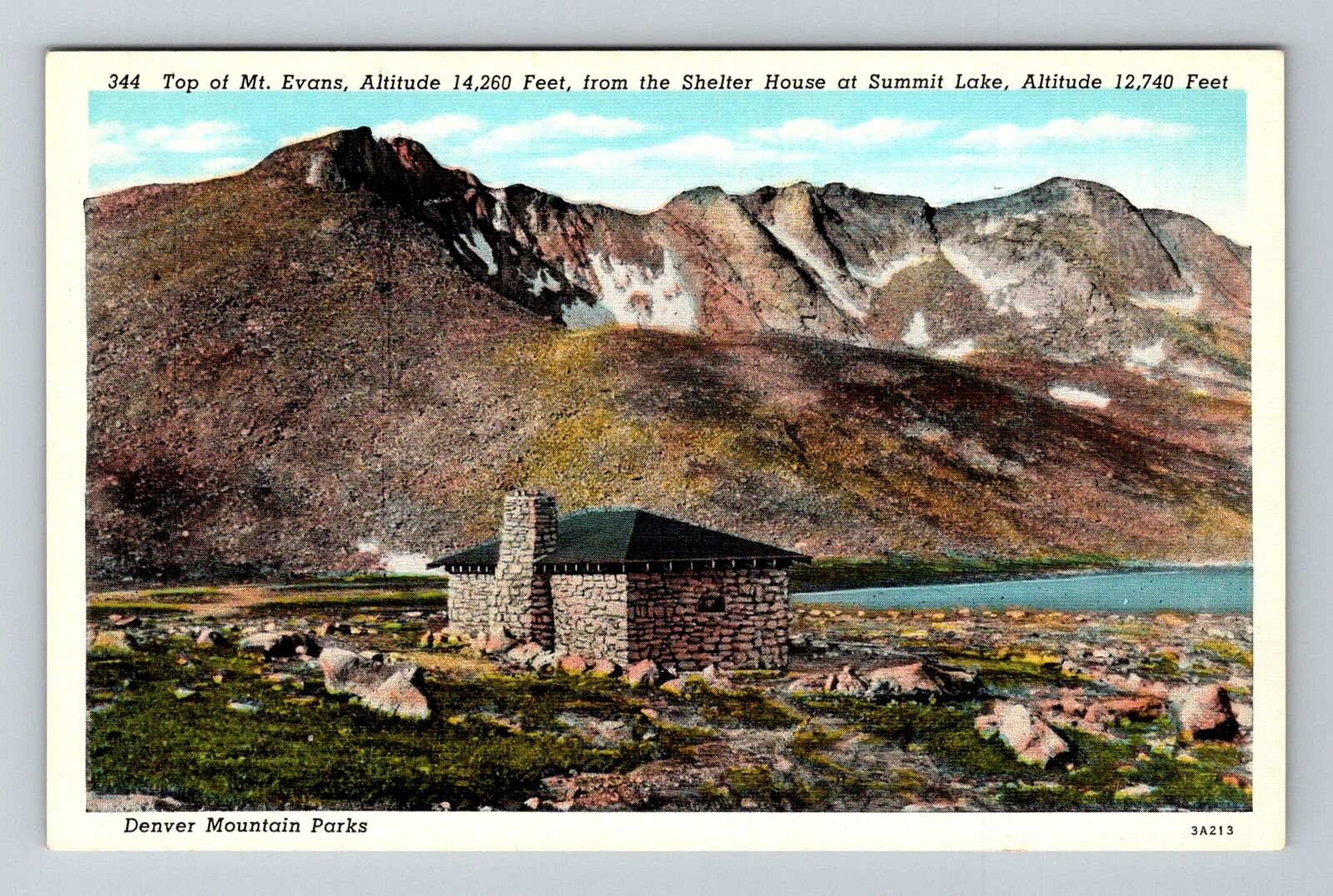 Denver CO-Colorado, Top Of Mt Evans, Shelter House, Vintage Postcard