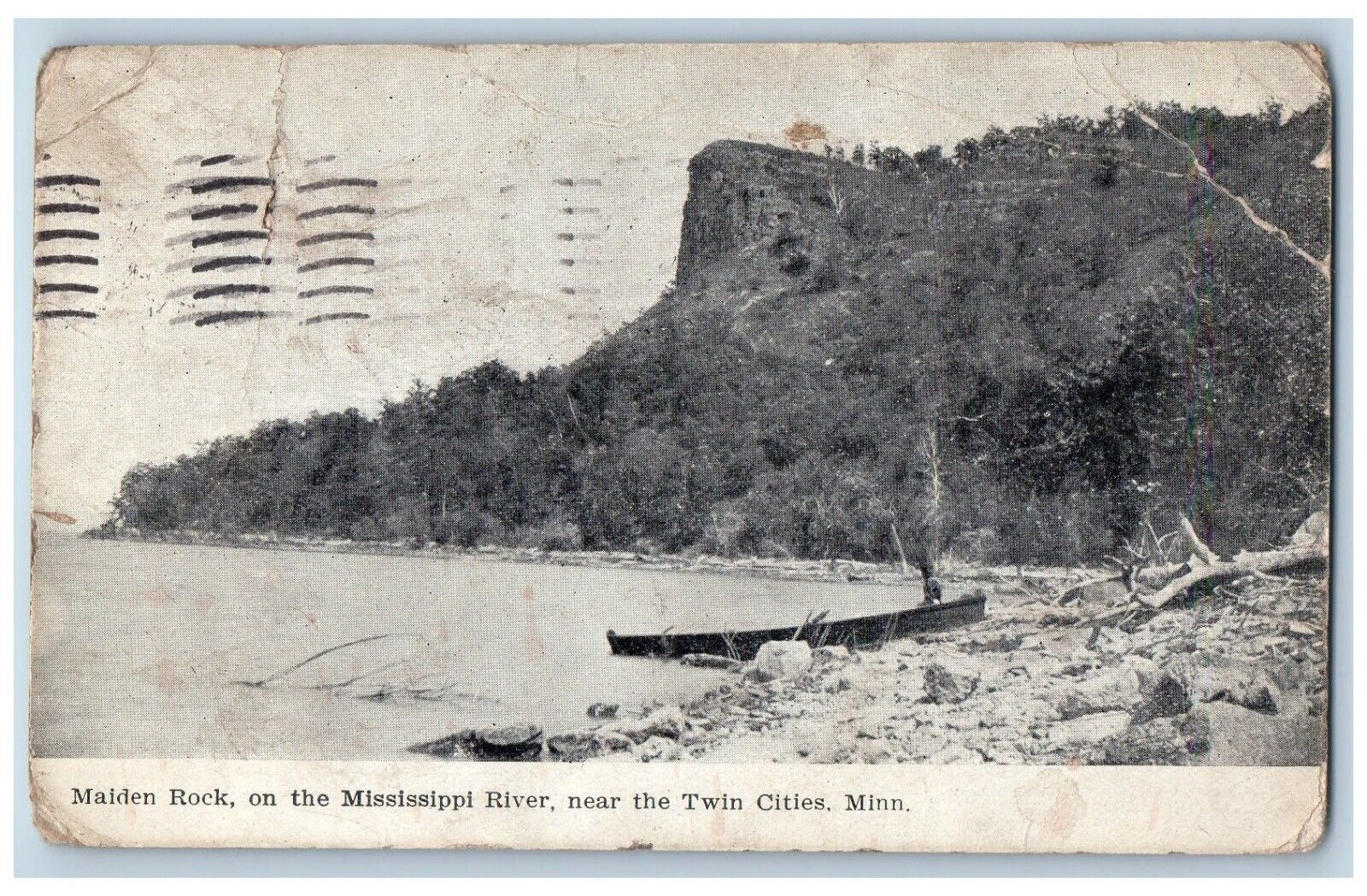 Twin Cities Minneapolis MN Postcard Maiden Rock On Mississippi River 1908 Posted