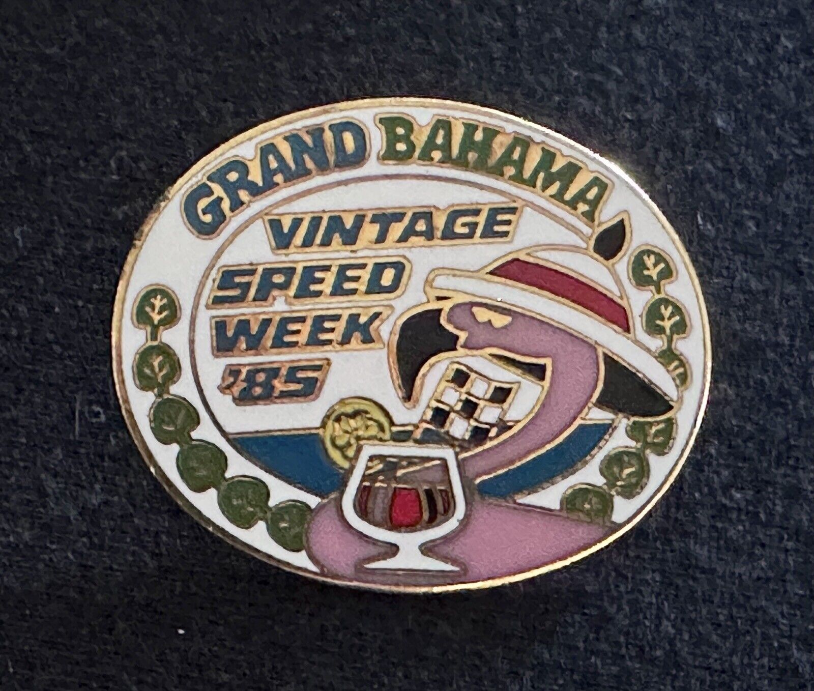 1985 Grand Bahamas Vintage Speed Week Lapel Pin Hat Pin EXC
