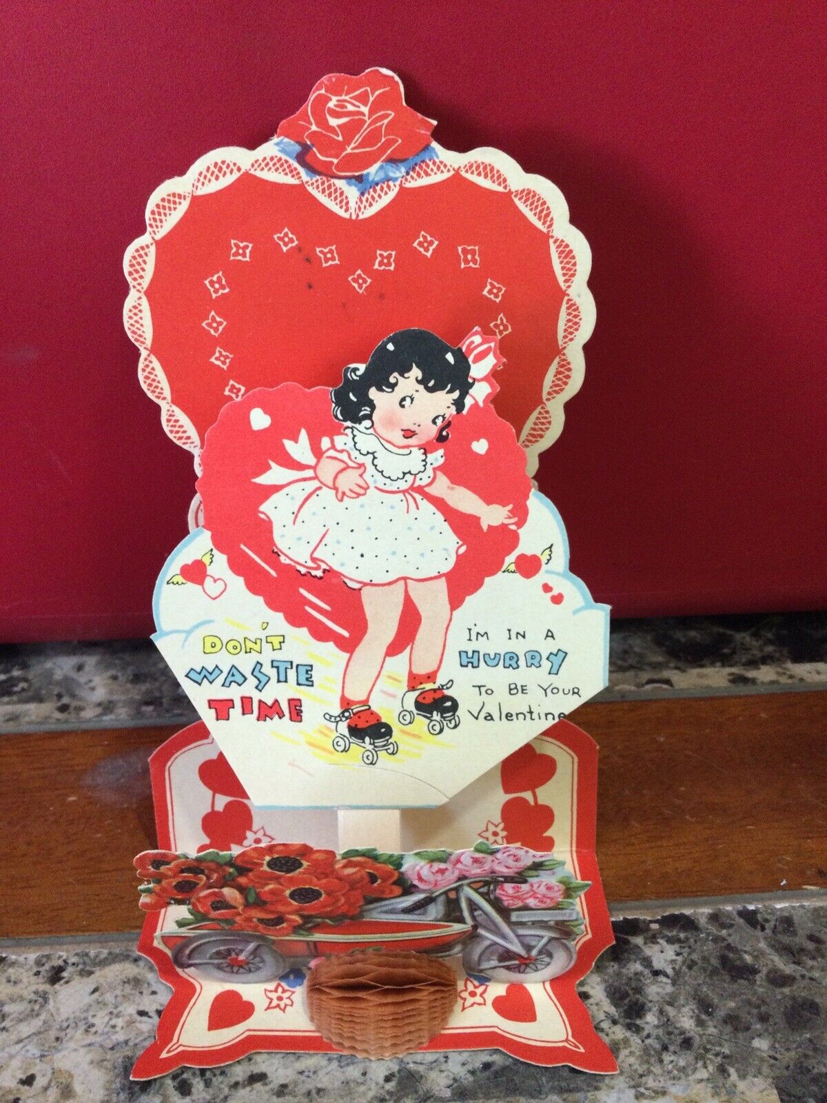 Vintage Valentines Day Card 1950’s Folds Out Made USA