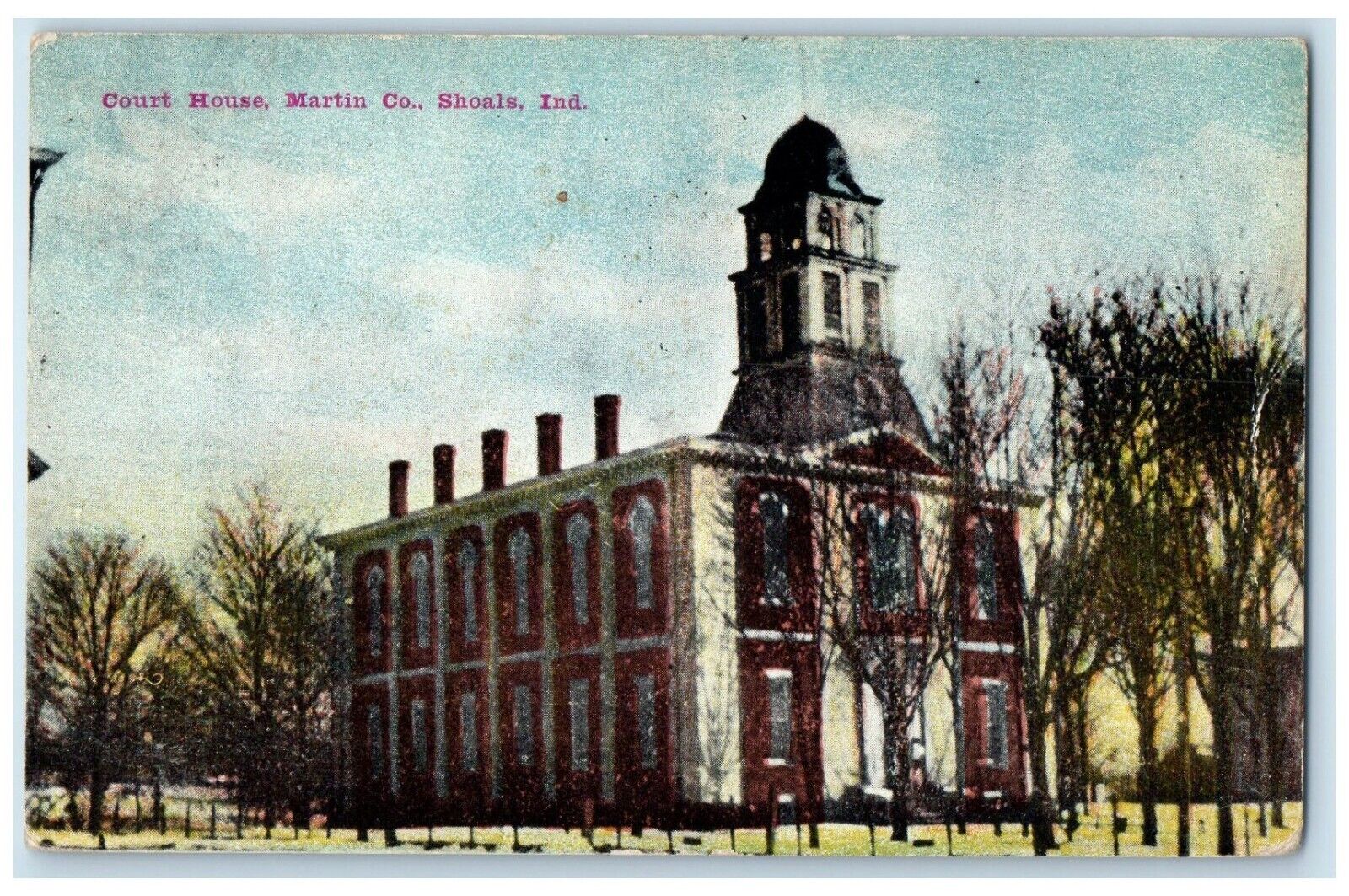 1912 Exterior View Court House BuildingMartin Co Shoals Indiana Posted Postcard