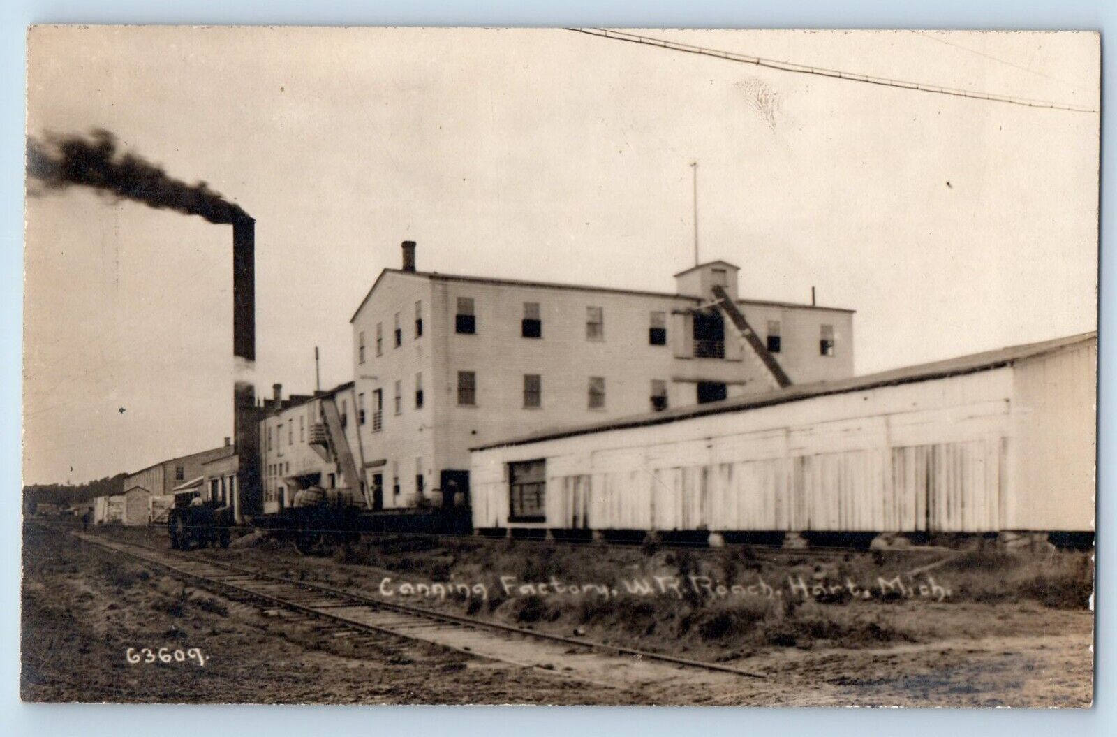 c1910 W.R. Roach Canning Factory View Hart Michigan MI RPPC Photo Postcard