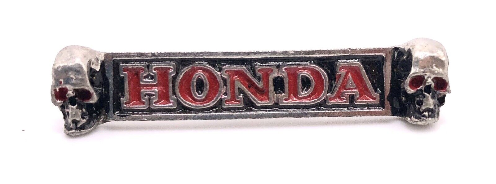 Vintage Rare Honda Red & Black Skull Motorcycle Biker Enamel Lapel Pin Badge