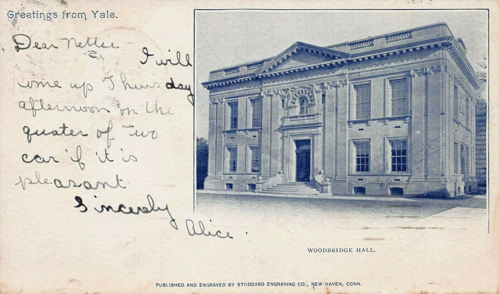Woodbridge Hall, Yale University, New Haven, Connecticut, 1905 Postcard, Used 