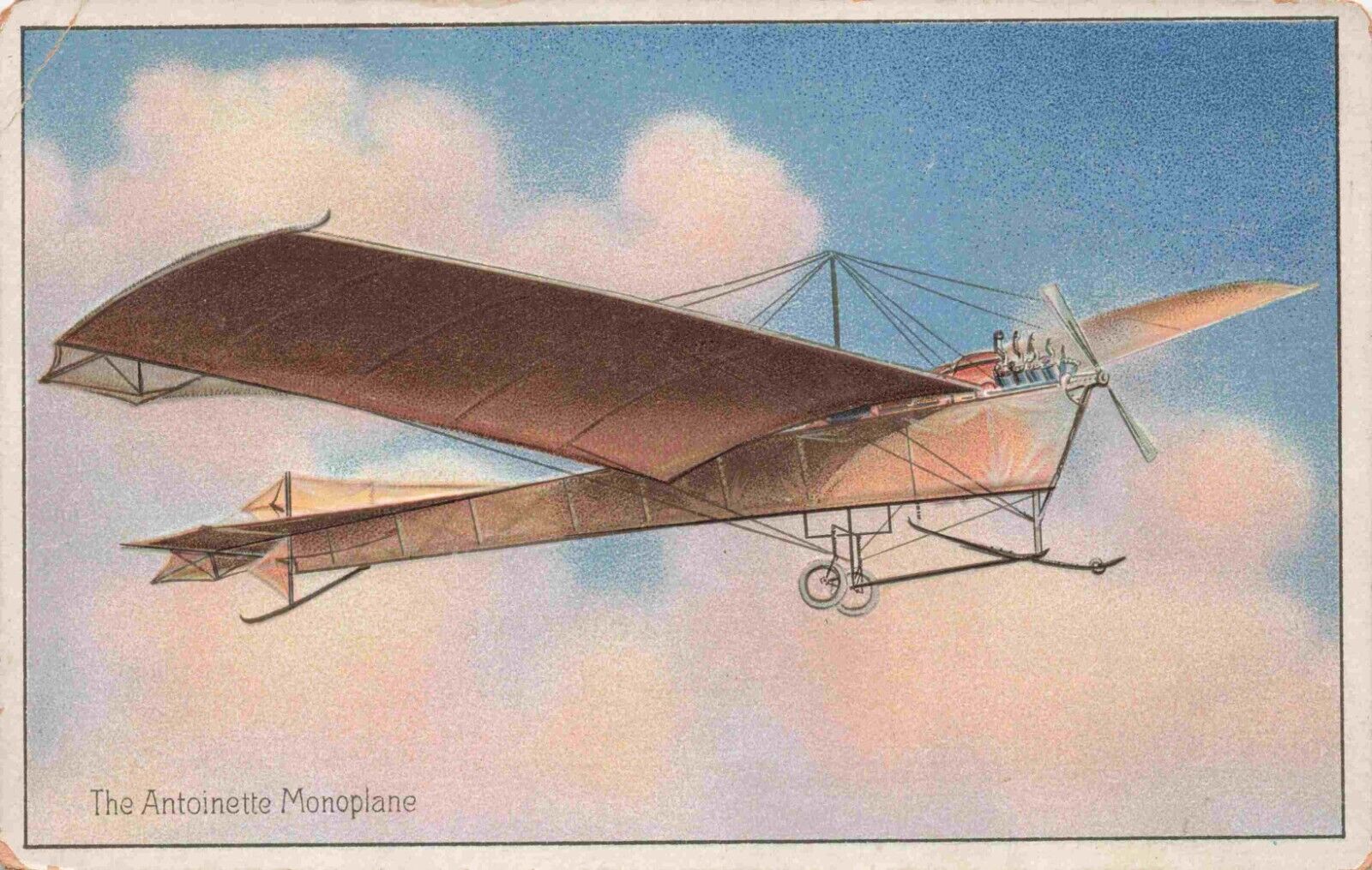 1911 Aviation Antoinette Monoplane Monobloc French Plane Tucks Embossed Postcard