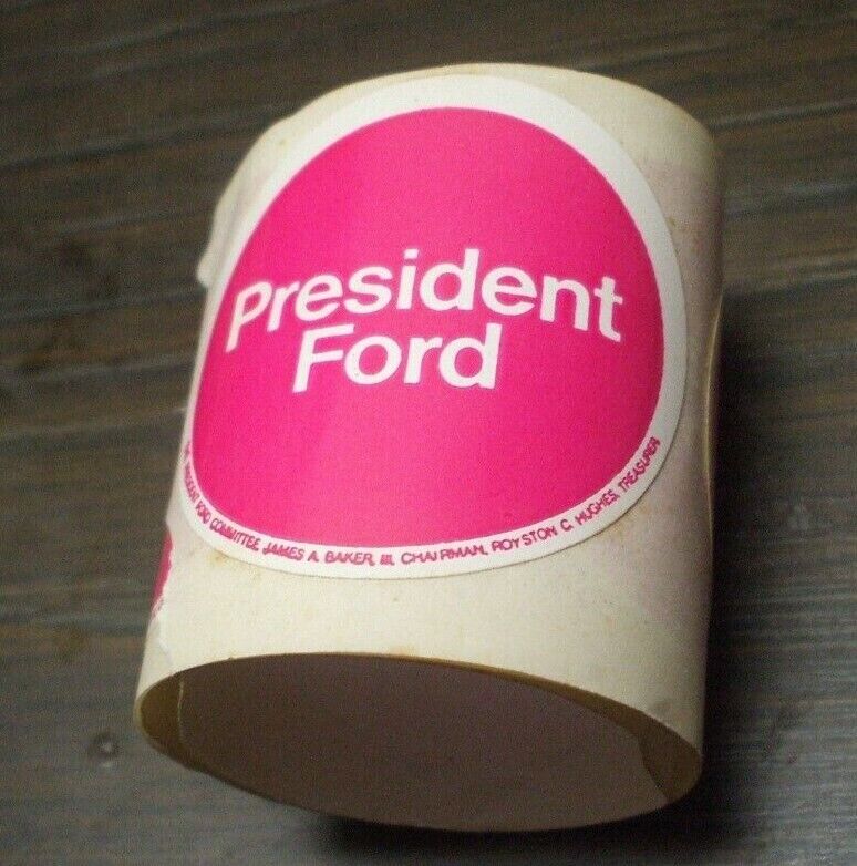 1976 President Ford – Pink Circular Stickers - Set of 6