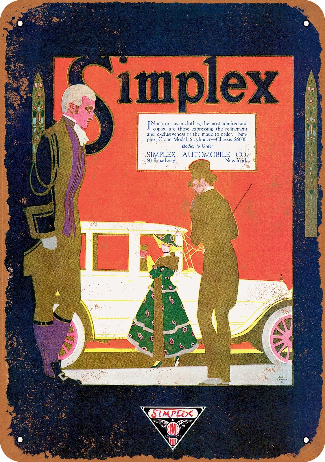 Metal Sign - 1916 Simplex Crane Model Automobile -- Vintage Look