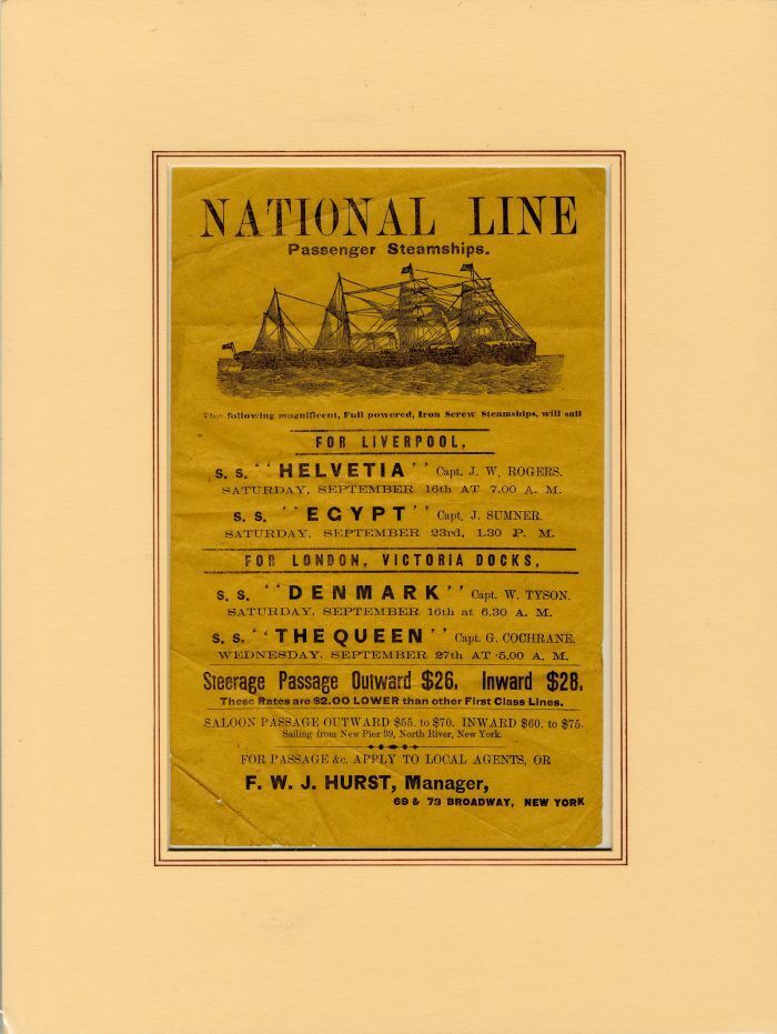 Advertisement for National Line Passenger Steamships - Miscellaneous