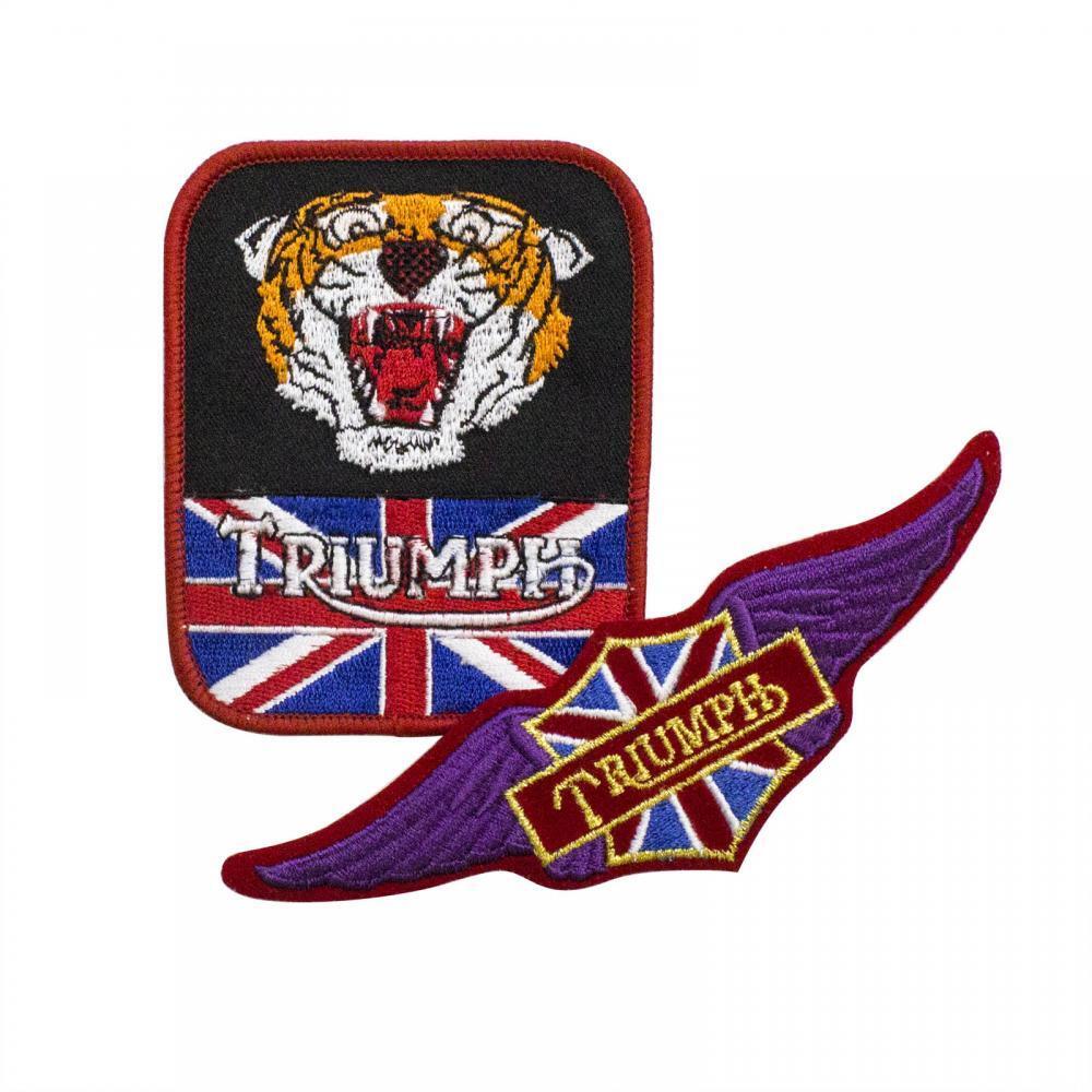 Triumph Motorcycle Patch Set - 2 Piece Patch Set - Tiger - Embroidered / Sew On