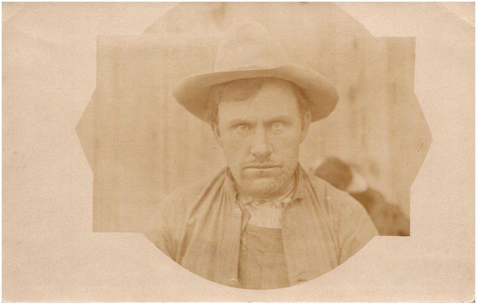 L. Osborne, Serious Man w/ Intense Stare, in Kansas? 1912 RPPC Postcard Photo