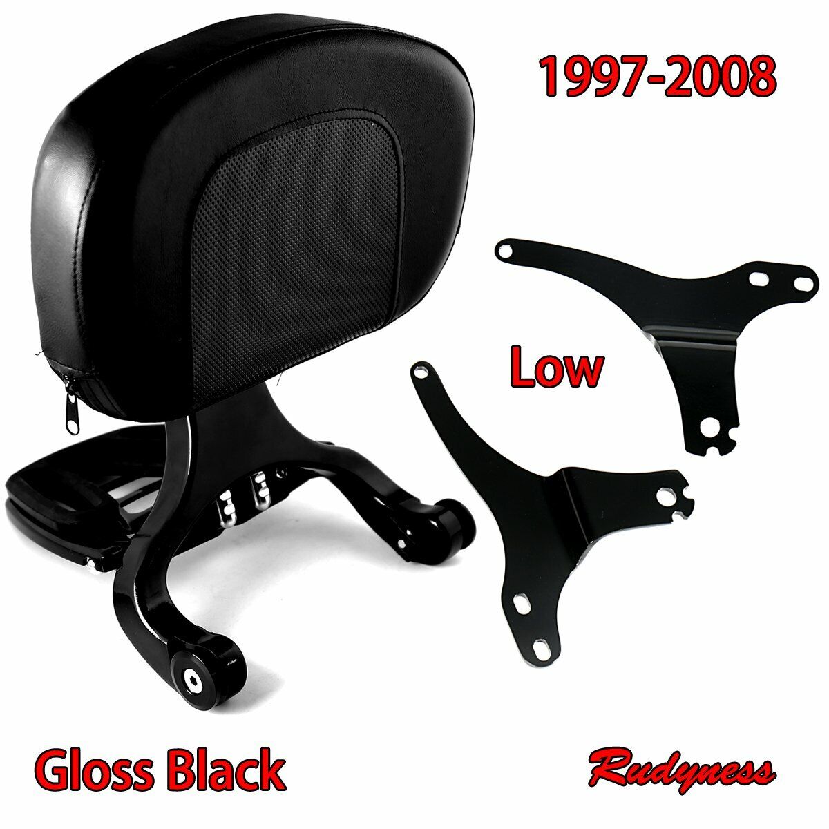 Low Fixed Mount&Driver Passenger Backrest For 97-08 Harley Touring Street Glide