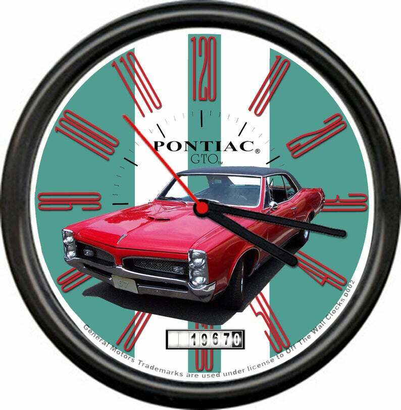 Licensed 1967 Pontiac GTO Red Muscle Car General Motors Retro Sign Wall Clock