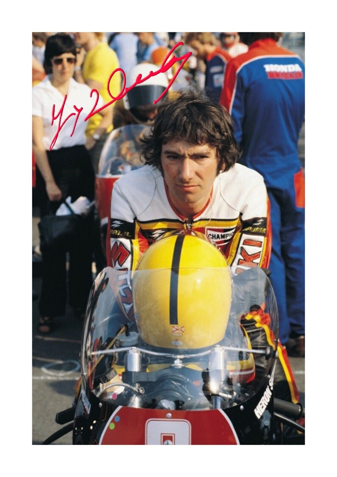 Joey Dunlop A4 reproduction signed photograph poster choice of frame