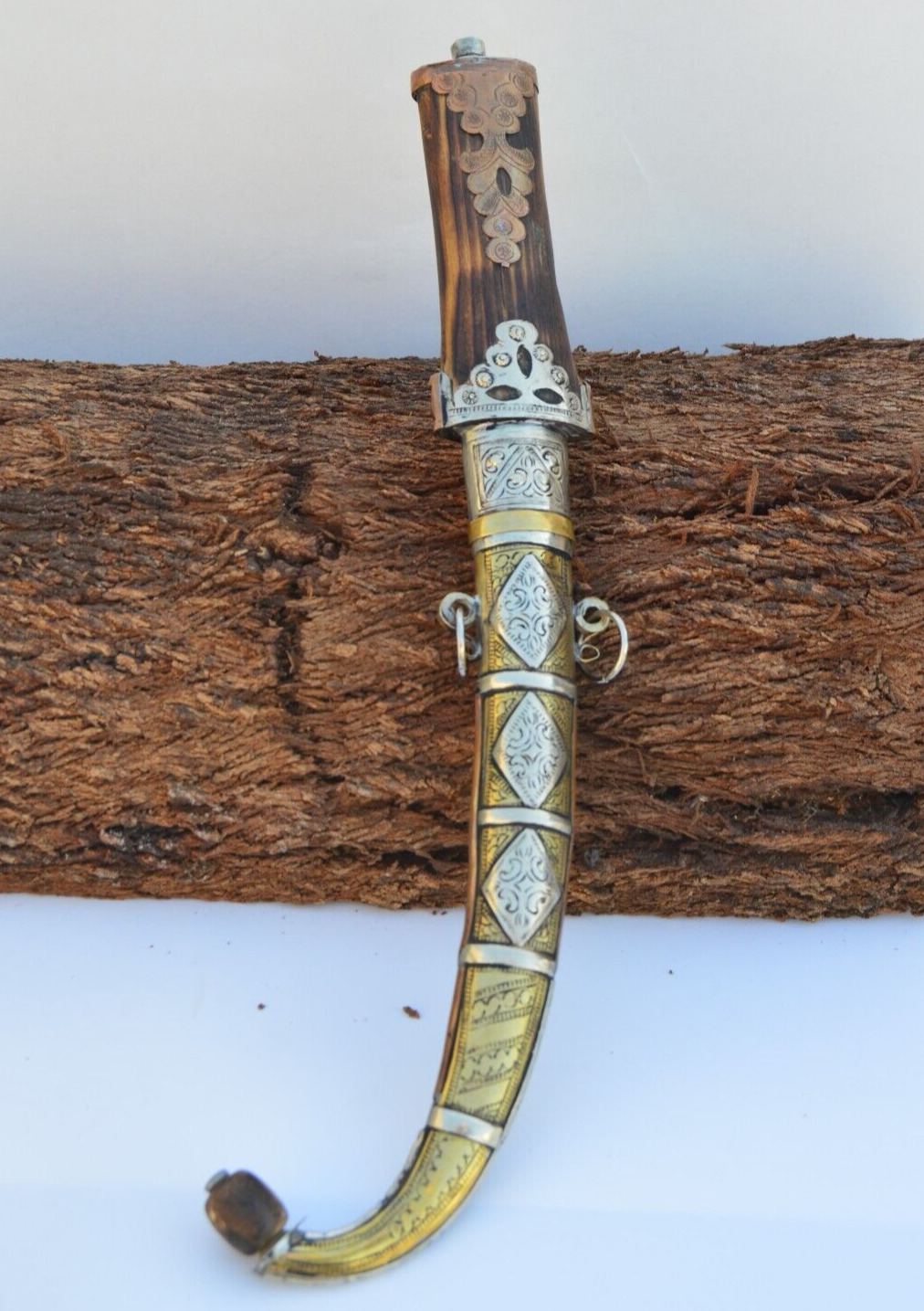 Authentic Vintage Berber Moroccan Khanjar Carved Islamic Dagger Tribal Jambiya