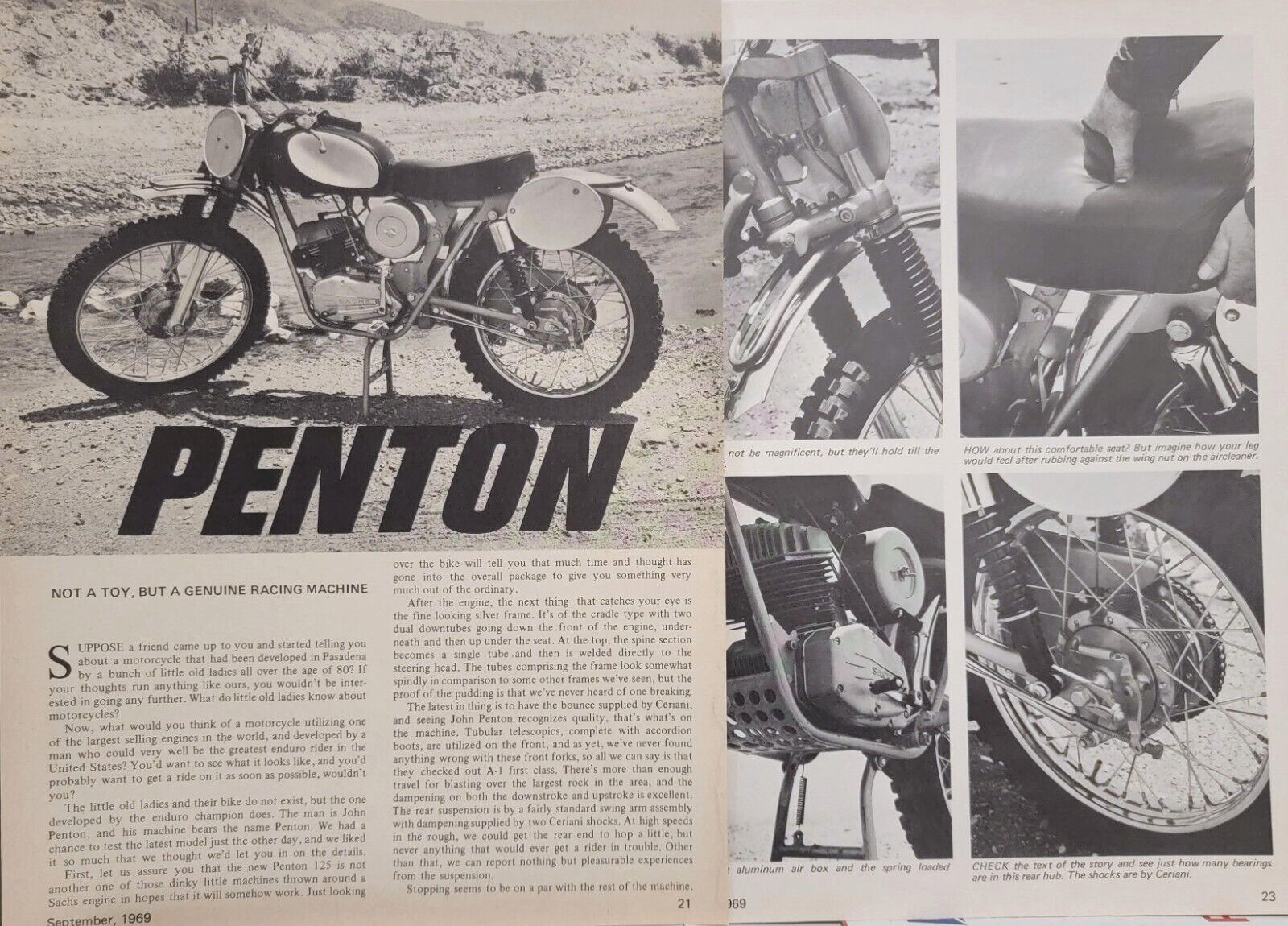 1969 Penton 125 Sachs Engine 4p Motorcycle Test Article