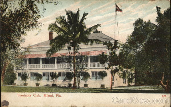 1911 Miami,FL Seminole Club Miami-Dade County Florida I. Stern Postcard 1c stamp