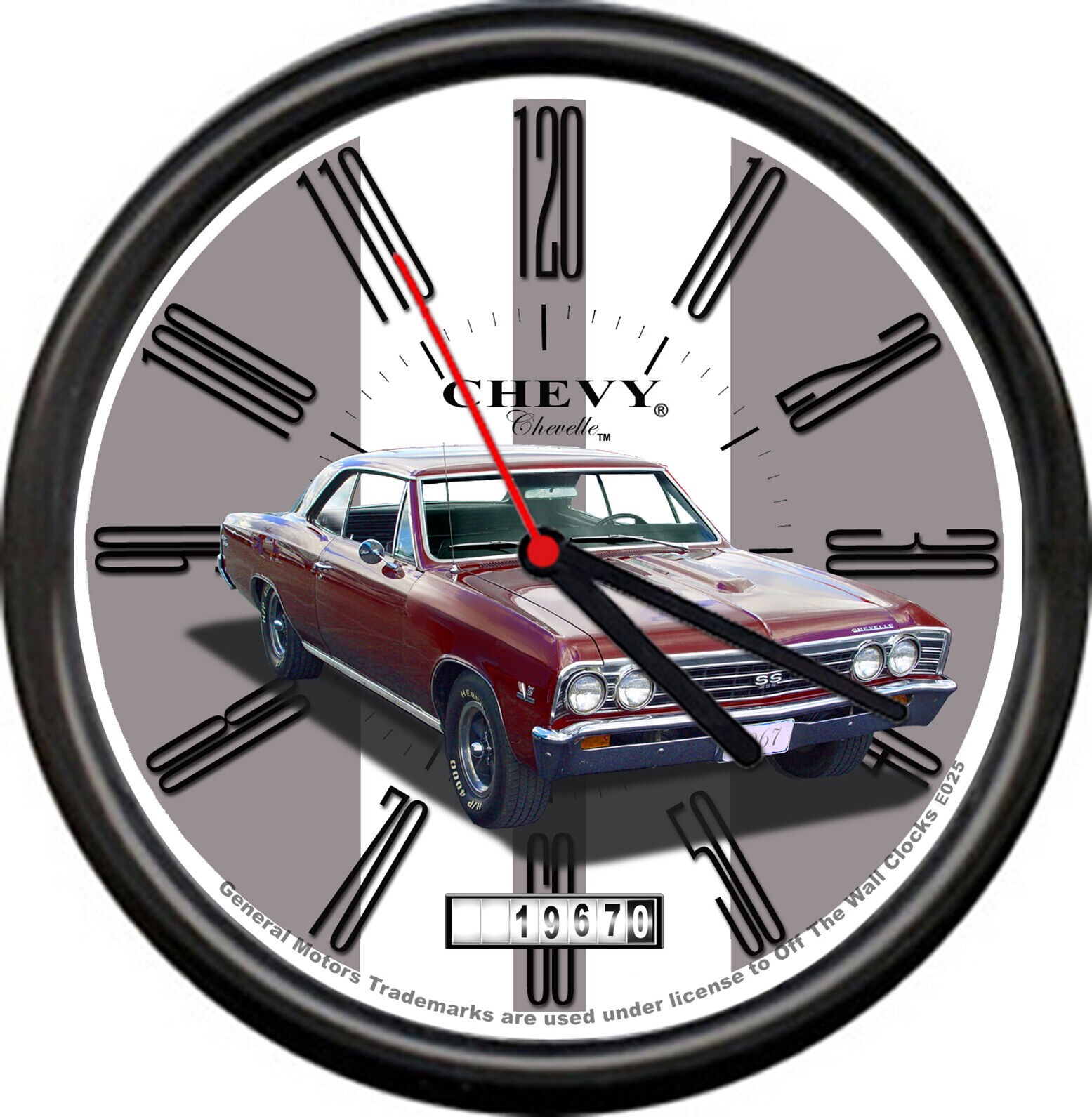 Licensed 1967 Classic Chevy Chevelle Chevrolet General Motors Sign Wall Clock