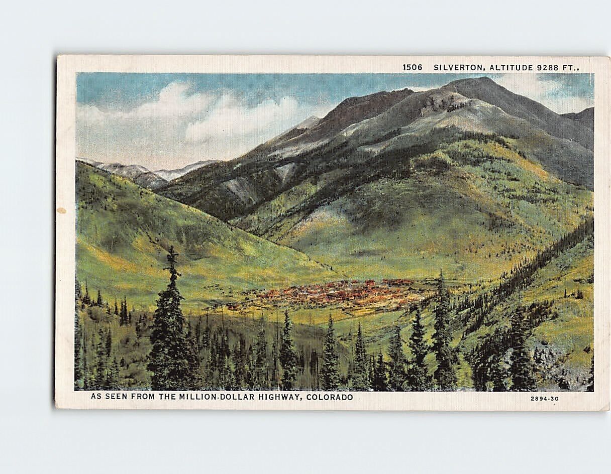 Postcard Silver ton as Seen from the Million Dollar Highway Colorado USA