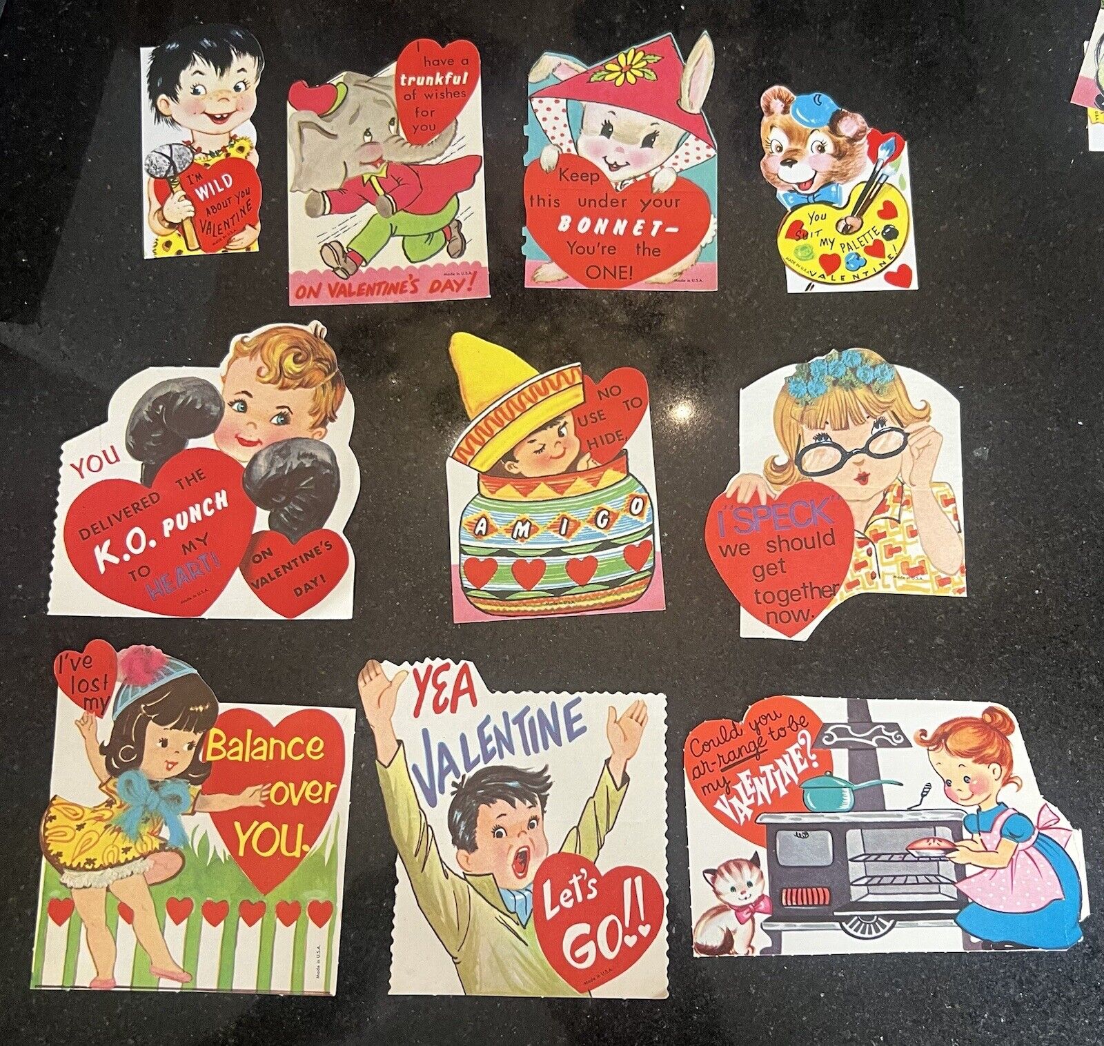 Lot Of 10 Vintage Die Cut Unused Valentine Day Cards 50s 60s