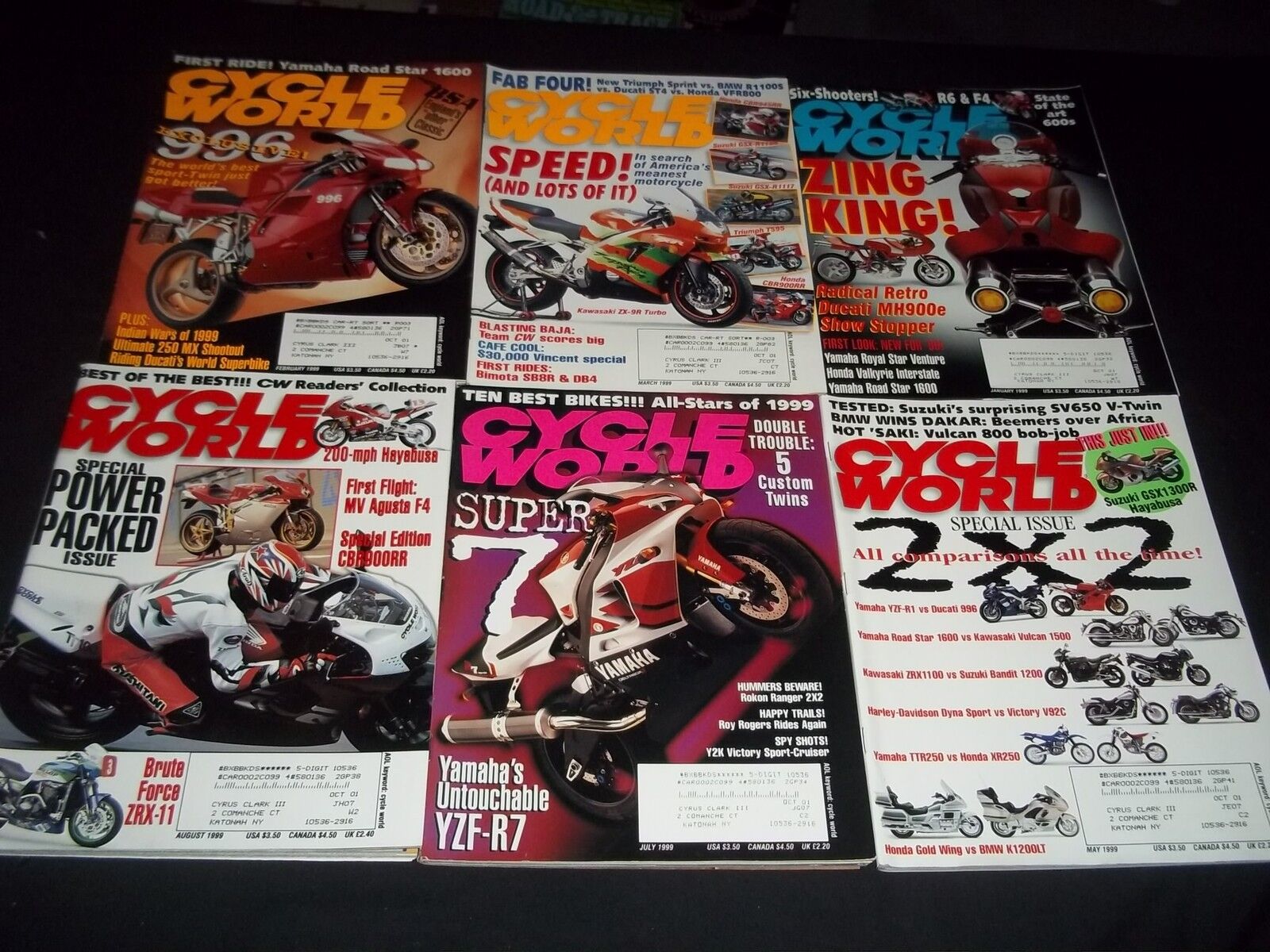 1998-1999 CYCLE WORLD MAGAZINE LOT OF 17 ISSUES - CARS AUTOMOBILES ADS - M 468