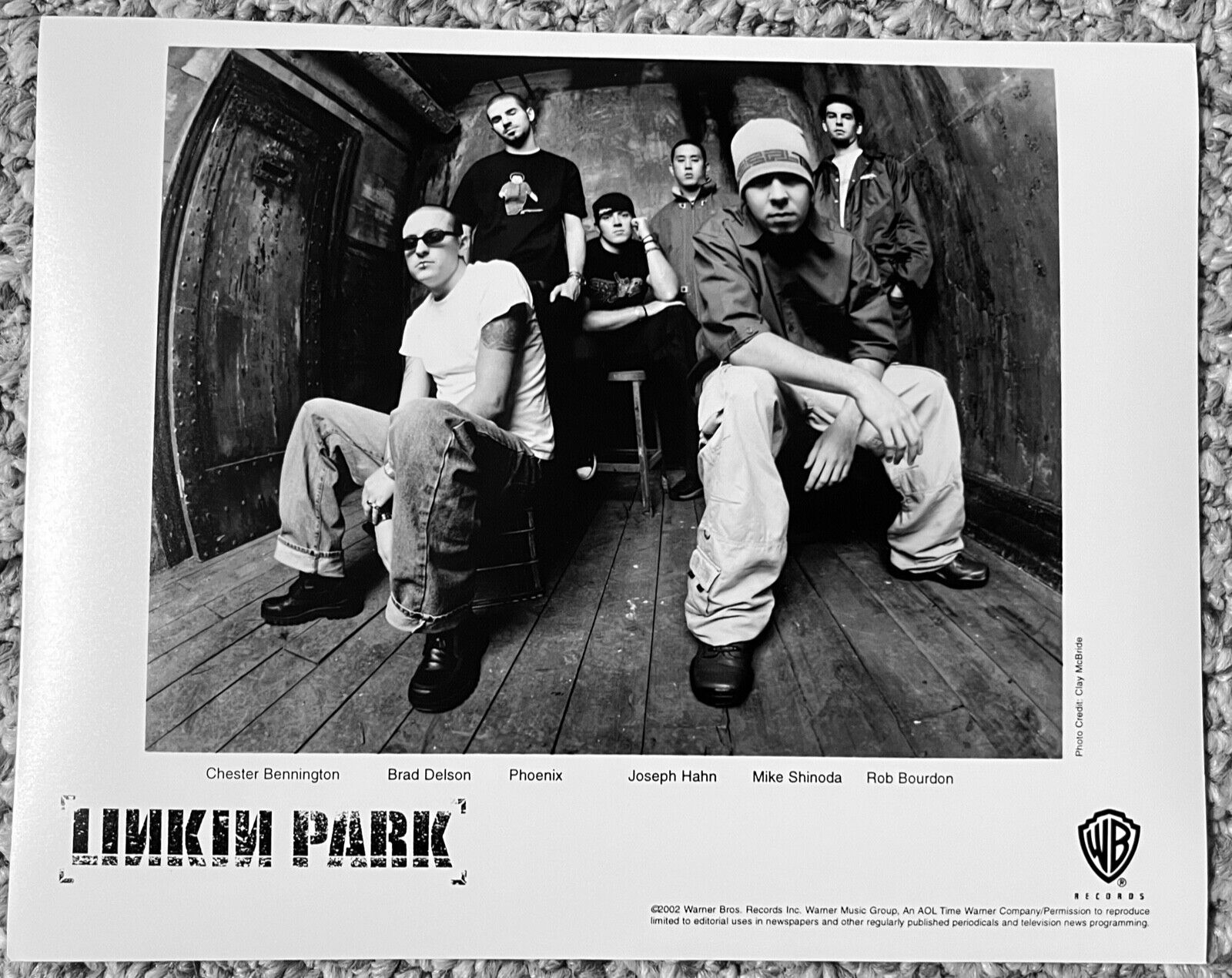 LINKIN PARK Original 2002 8x10 Press Publicity Photo B&W CHESTER BENNINGTON
