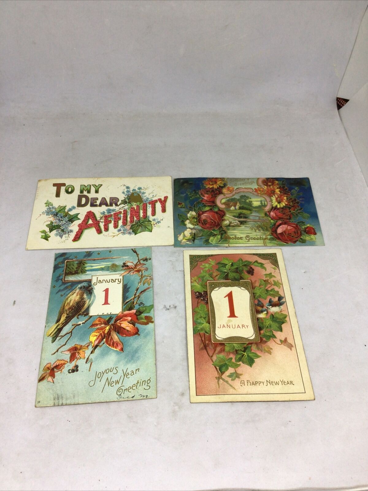 (4) 1907-1908 Embossed Holiday Postcards *RARE*