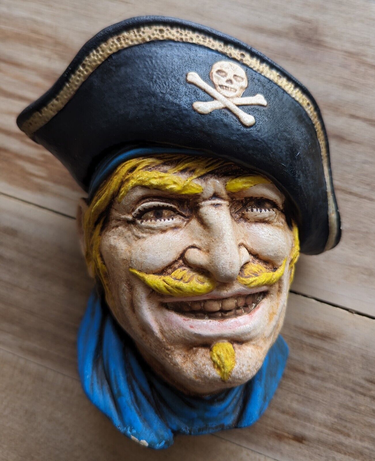 Bossons Head Chalkware Vintage VTG “Captain“ Hand-painted Collectible Blue Hang